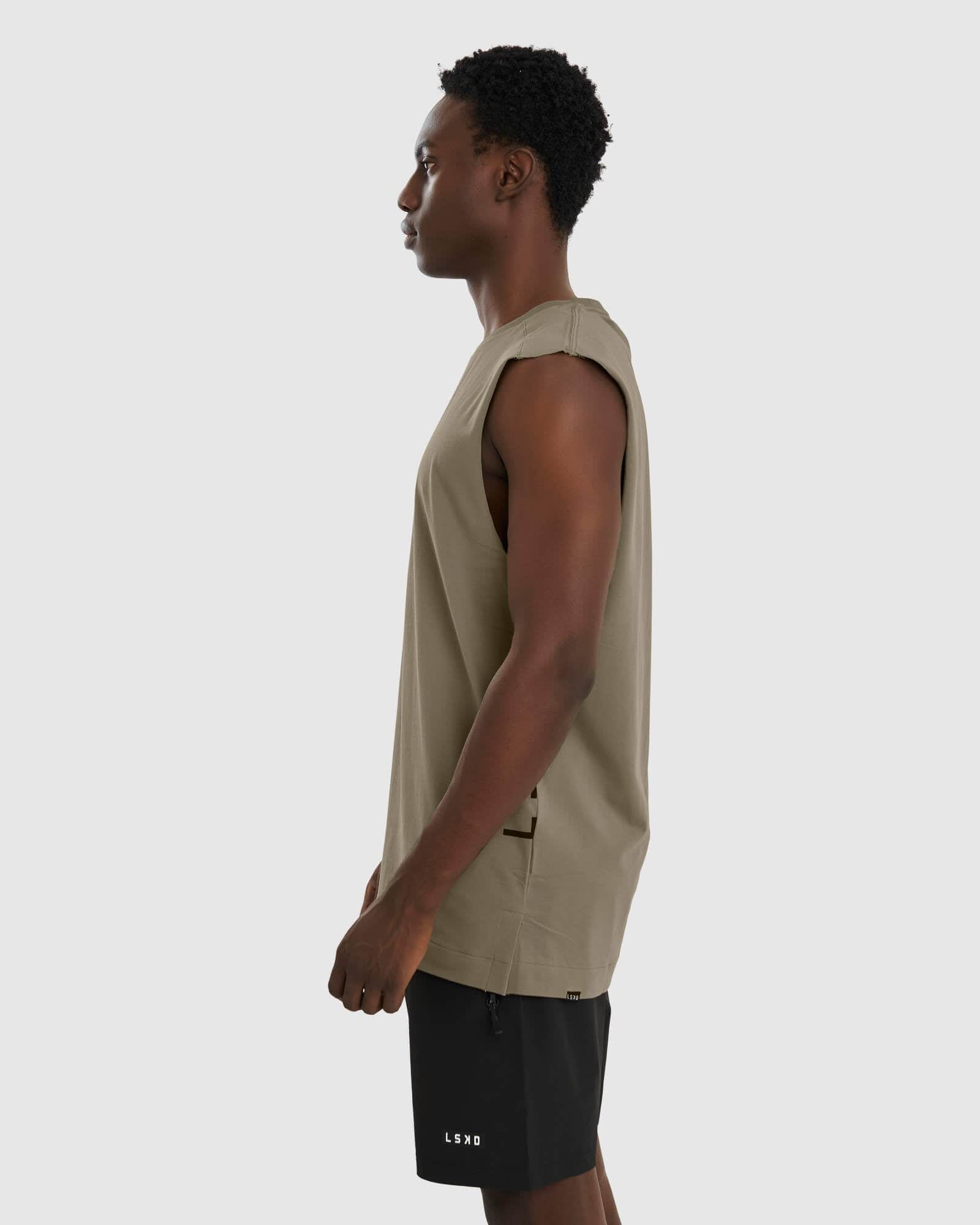 Model wearing Flex Tank - Dusty Olive