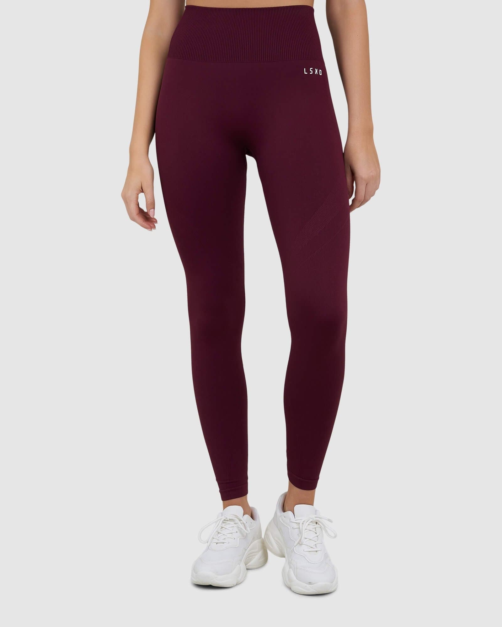 Model wearing Limitless Seamless Full Length Tight - Wine