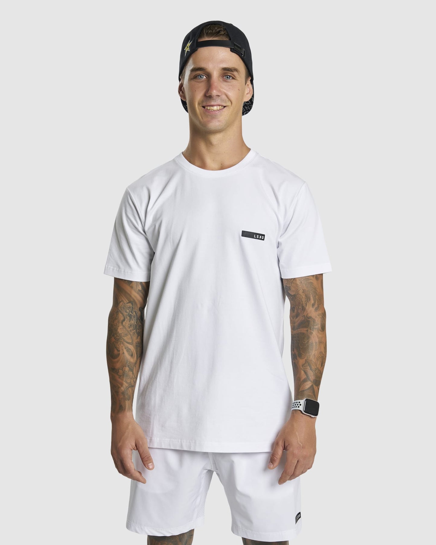 Model wearing LSKD x LM Tee - White