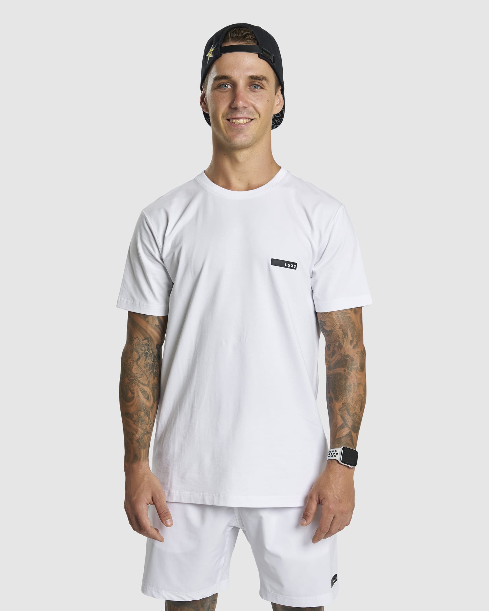 Model wearing LSKD x LM Tee - White