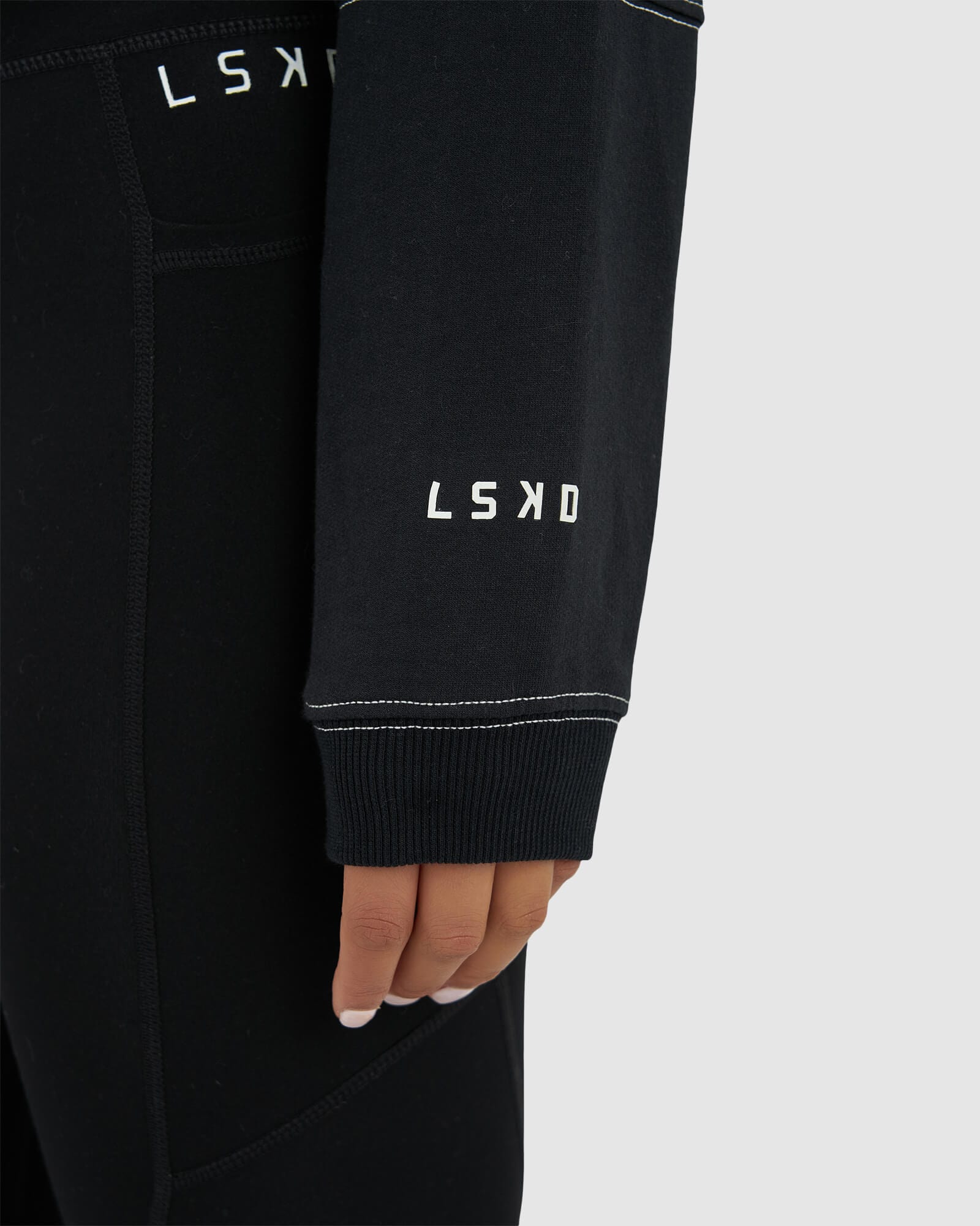 Model wearing Conflict LS Tee - Black-White