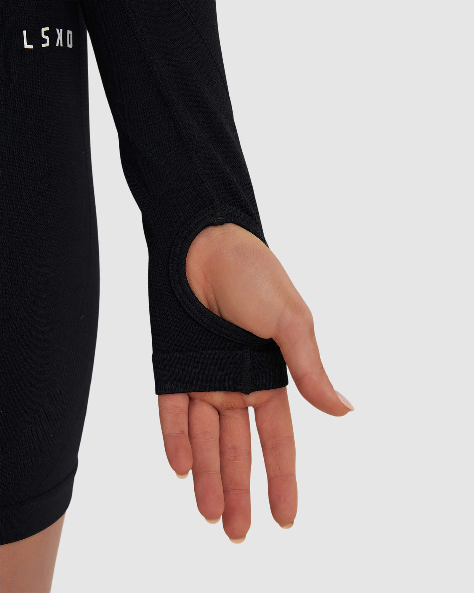 Model wearing Seamless LS Top - Black