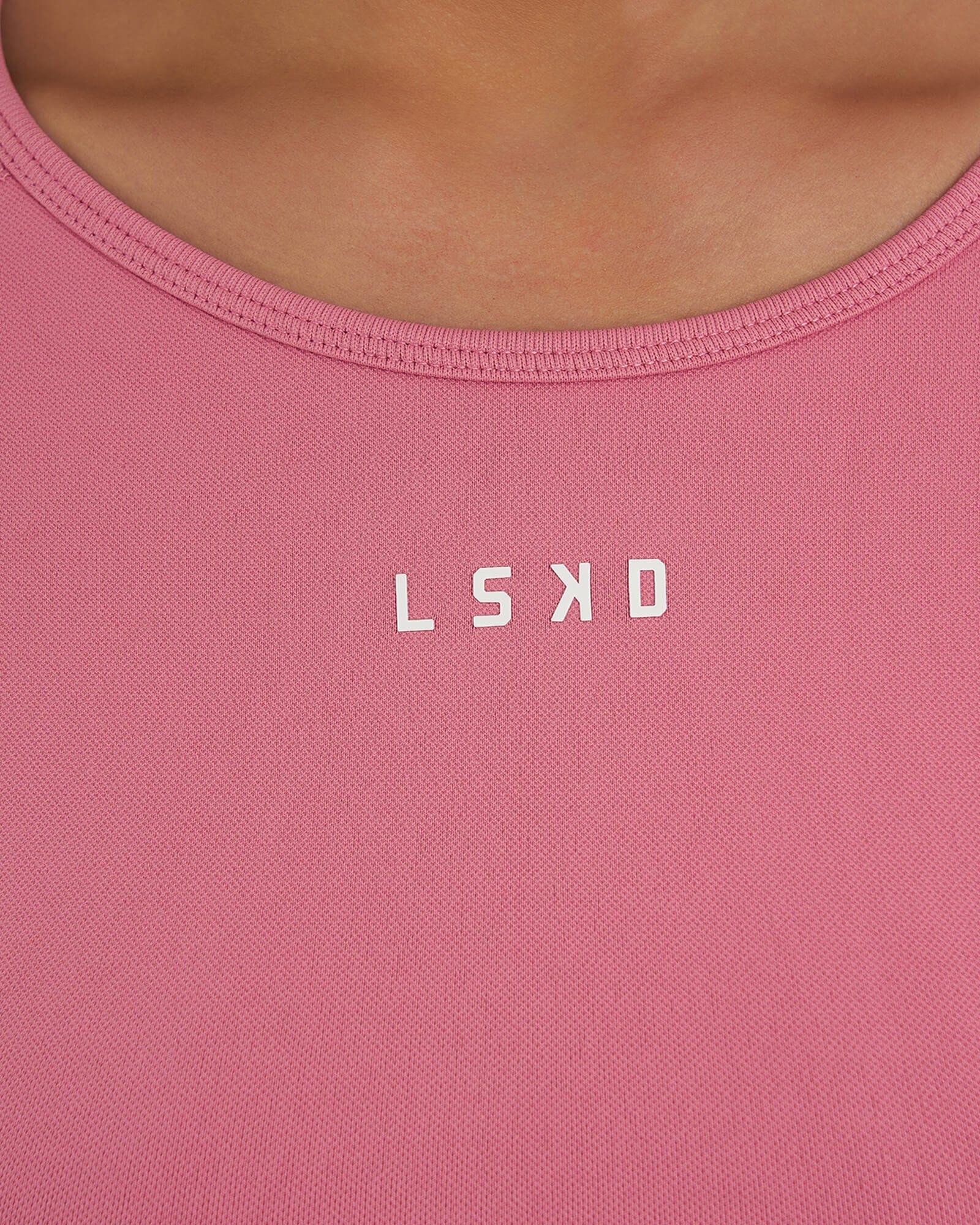 Model wearing Seamless LS Top - Bubblegum