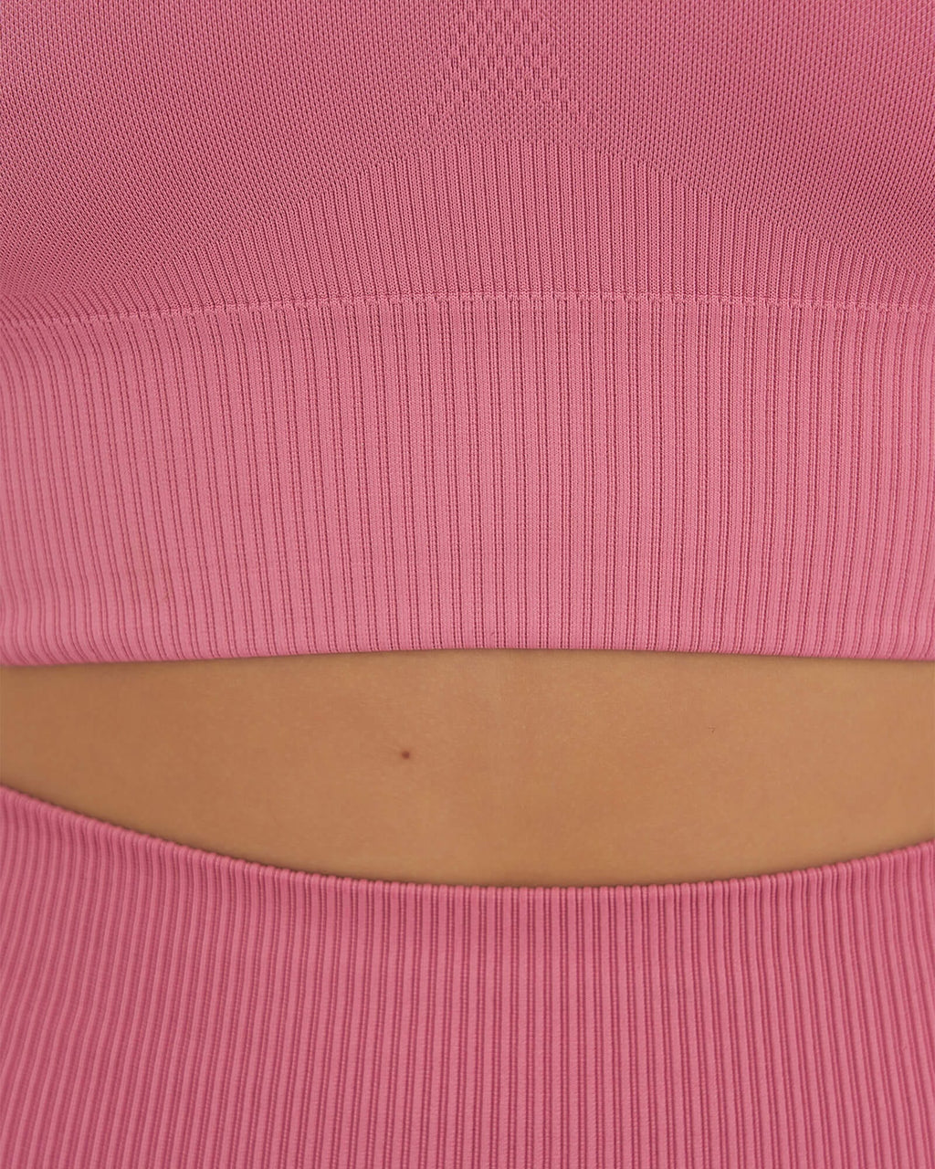 Model wearing Seamless LS Top - Bubblegum