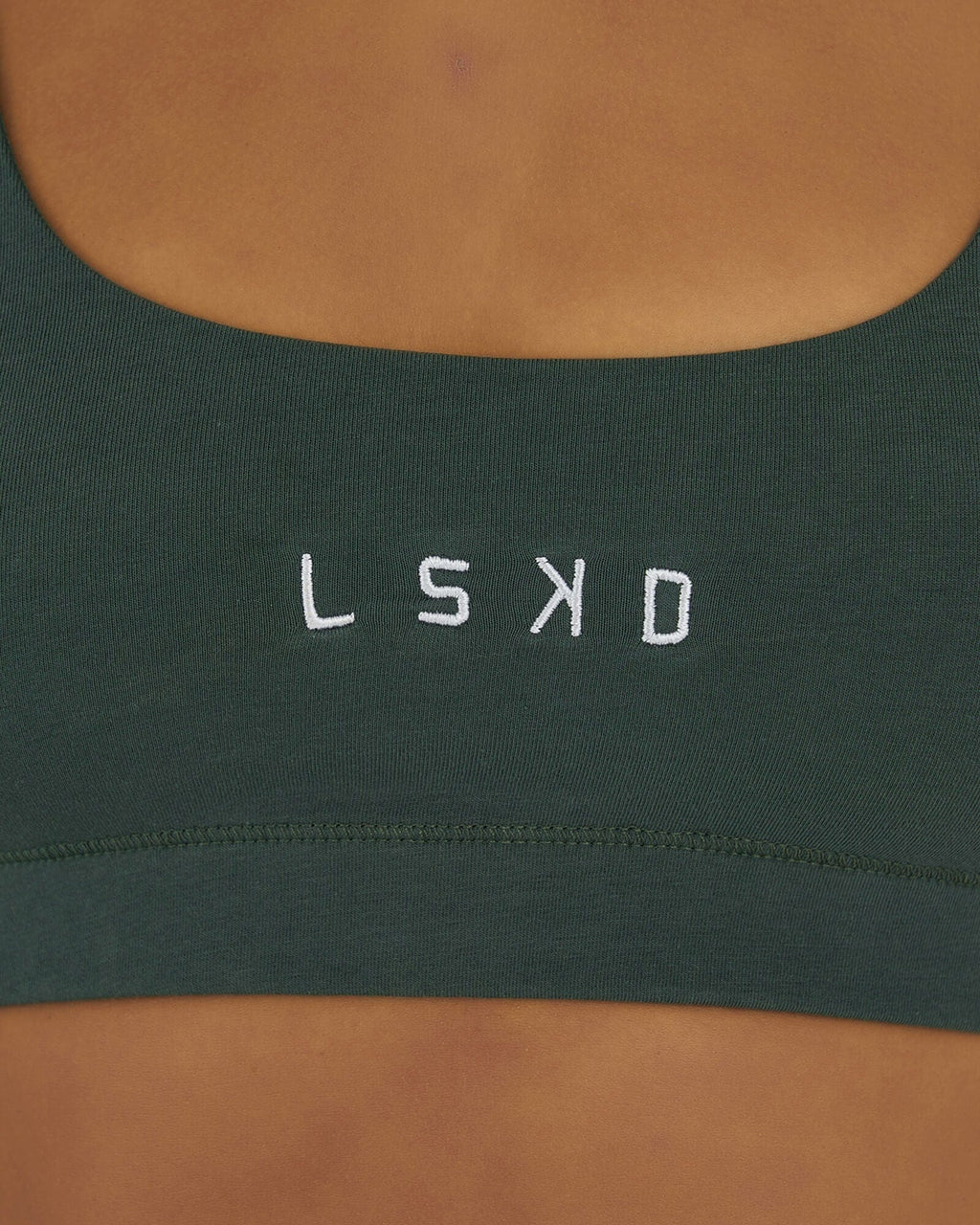 Model wearing Willow Lounge Bra - Carbon Green