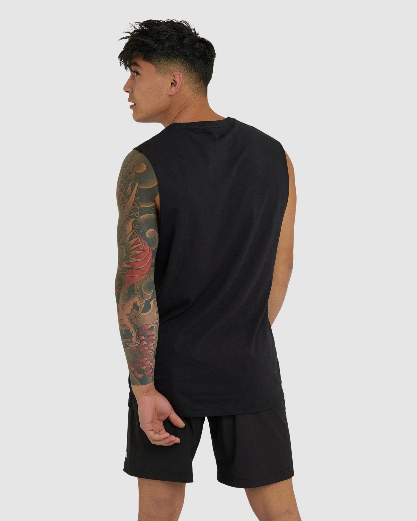 Model wearing Structure Tank - Black
