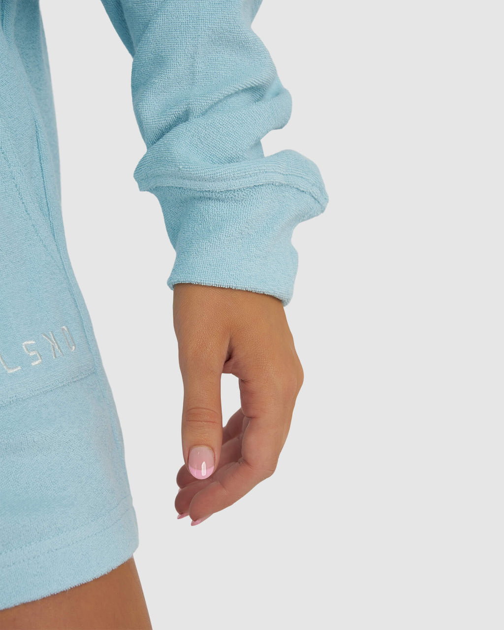 Model wearing Field LS Tee - Blue