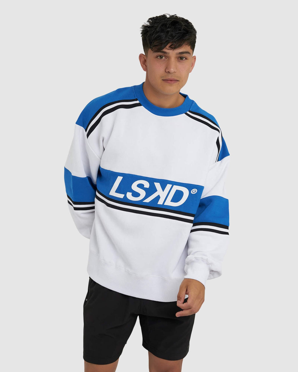 Model wearing Unisex A-Team Sweater Oversize - White