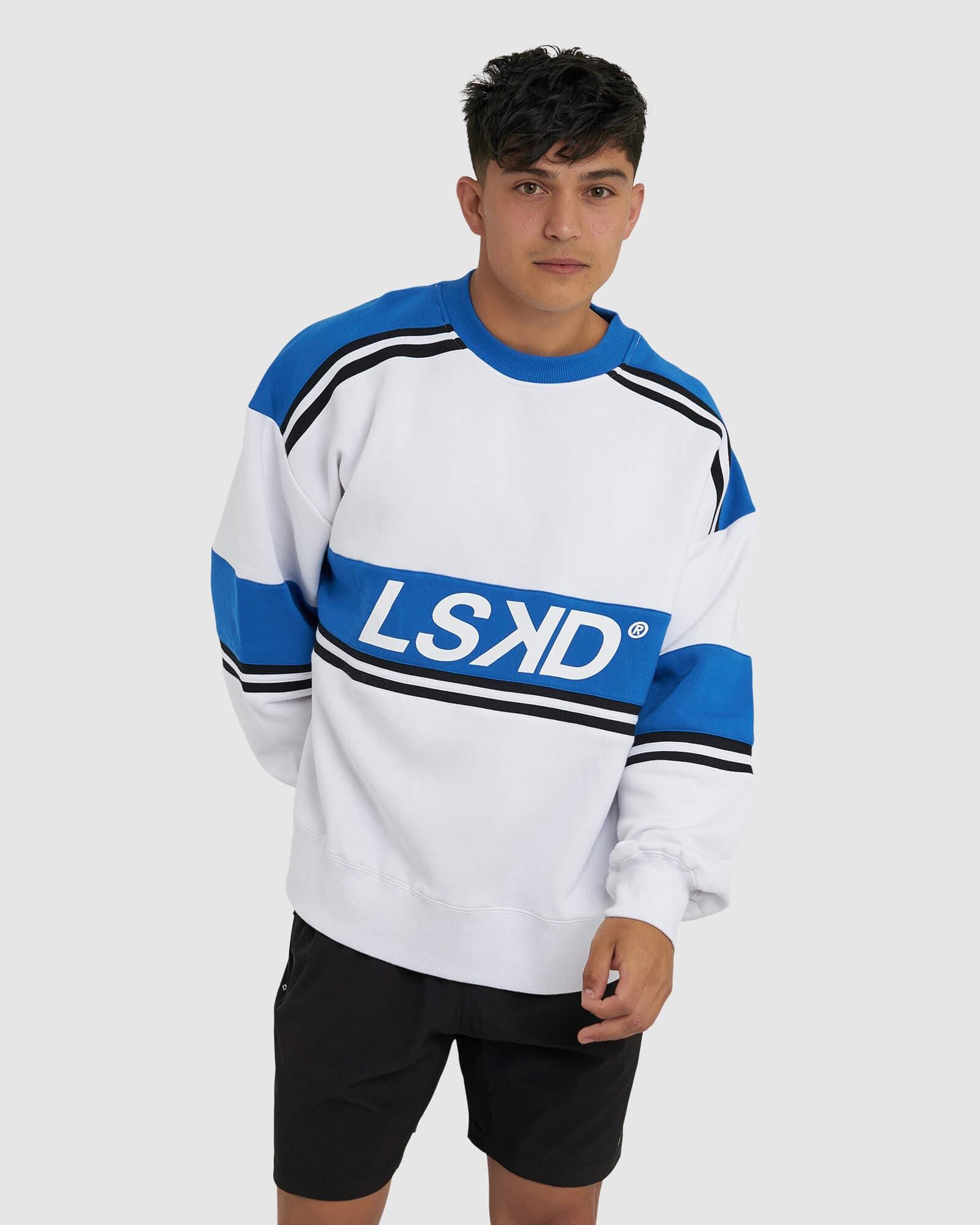 Model wearing Unisex A-Team Sweater Oversize - White