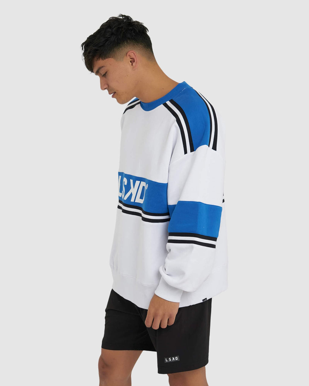 Model wearing Unisex A-Team Sweater Oversize - White