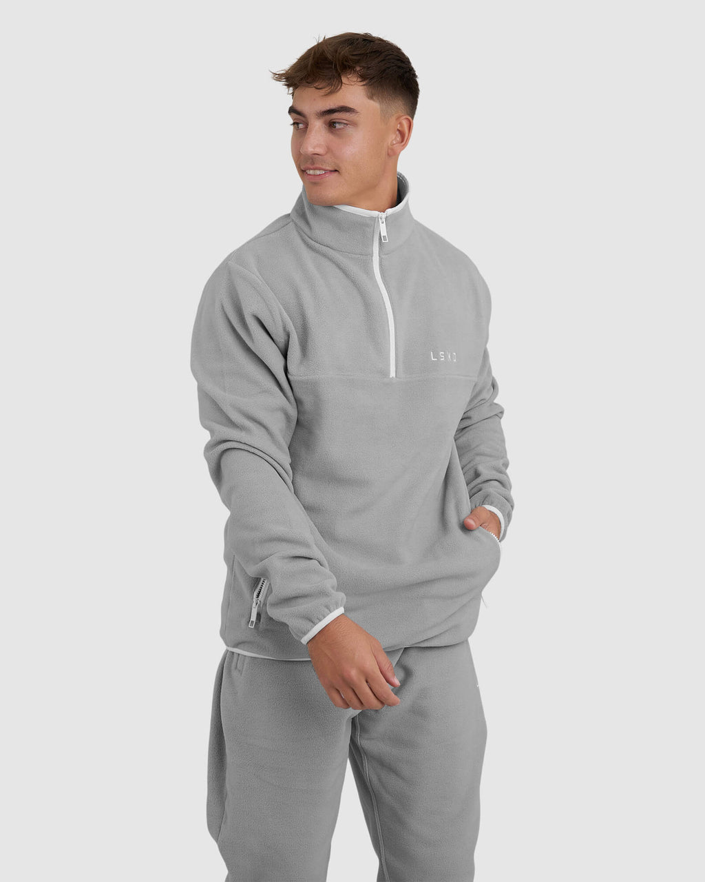 Model wearing Unisex Wanderer Crewneck - Frost