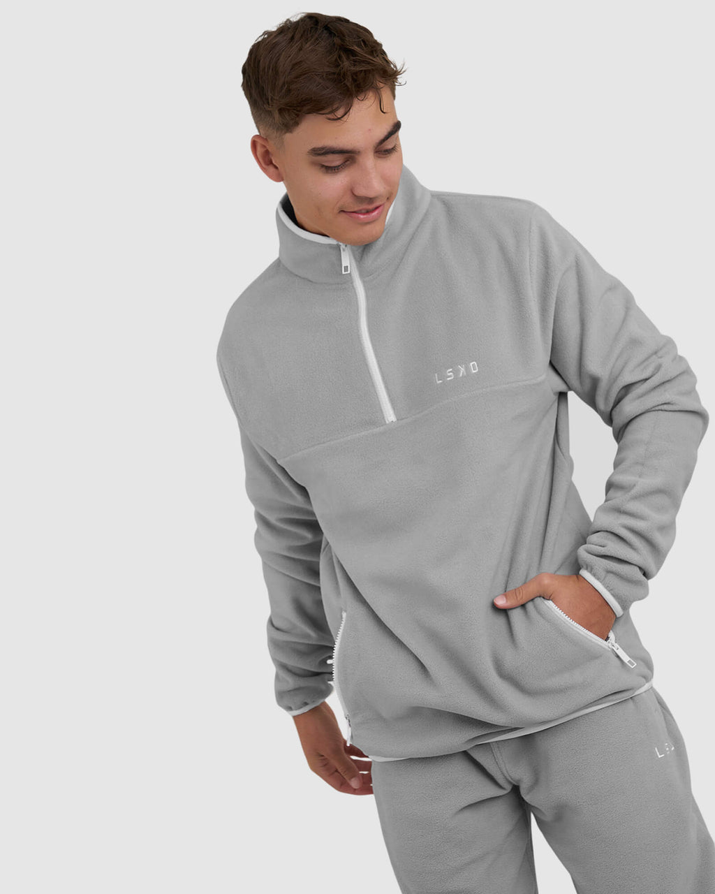 Model wearing Unisex Wanderer Crewneck - Frost