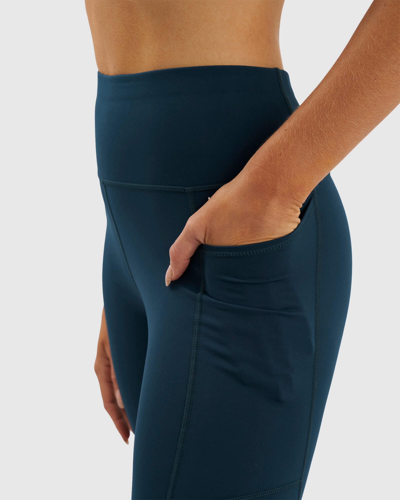 Model wearing Rep 3/4 Length Tight - Deep Teal