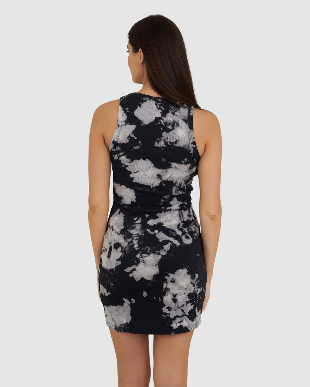 Model wearing Field Ribbed Tank Dress - Black Ink