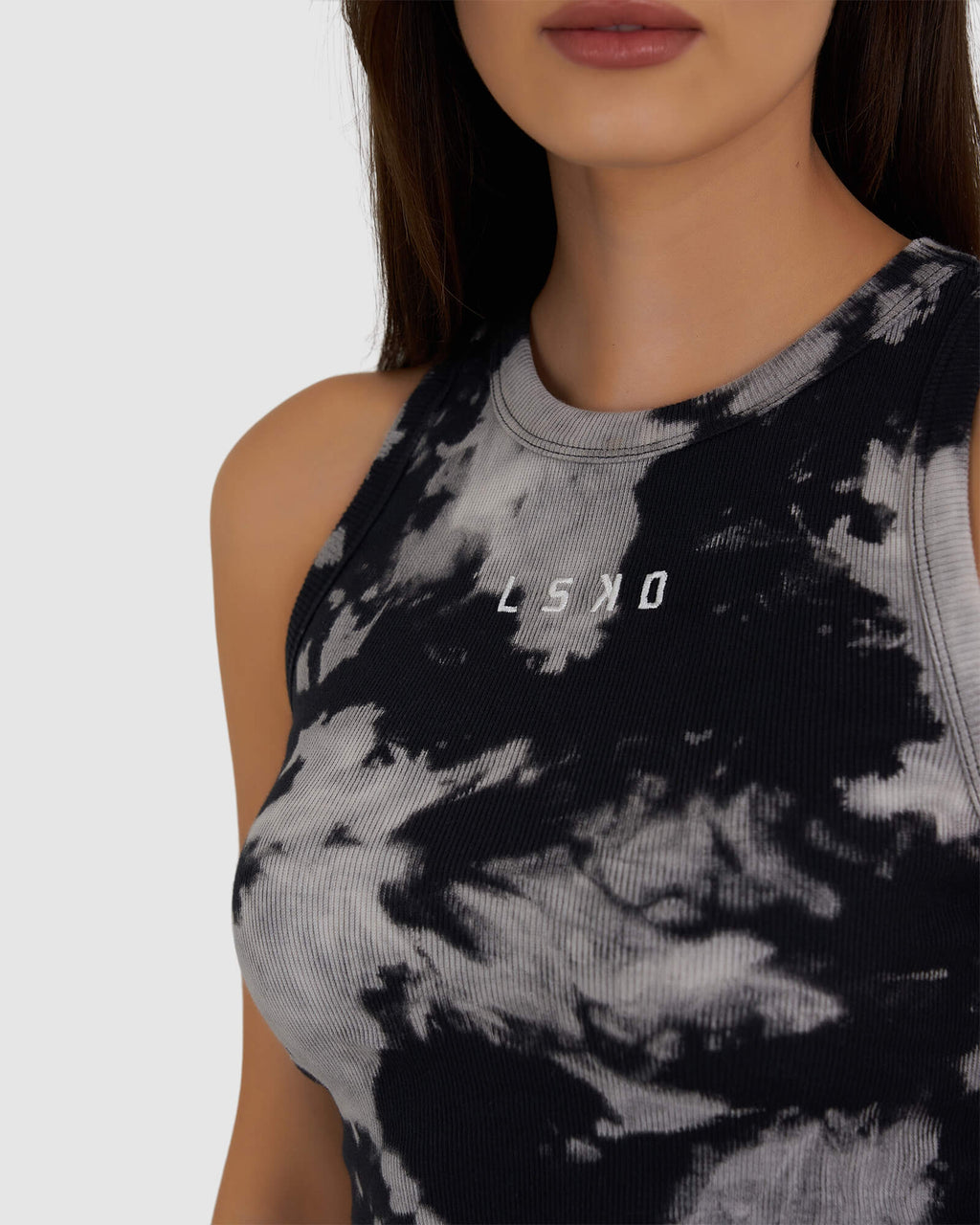 Model wearing Field Ribbed Tank Dress - Black Ink