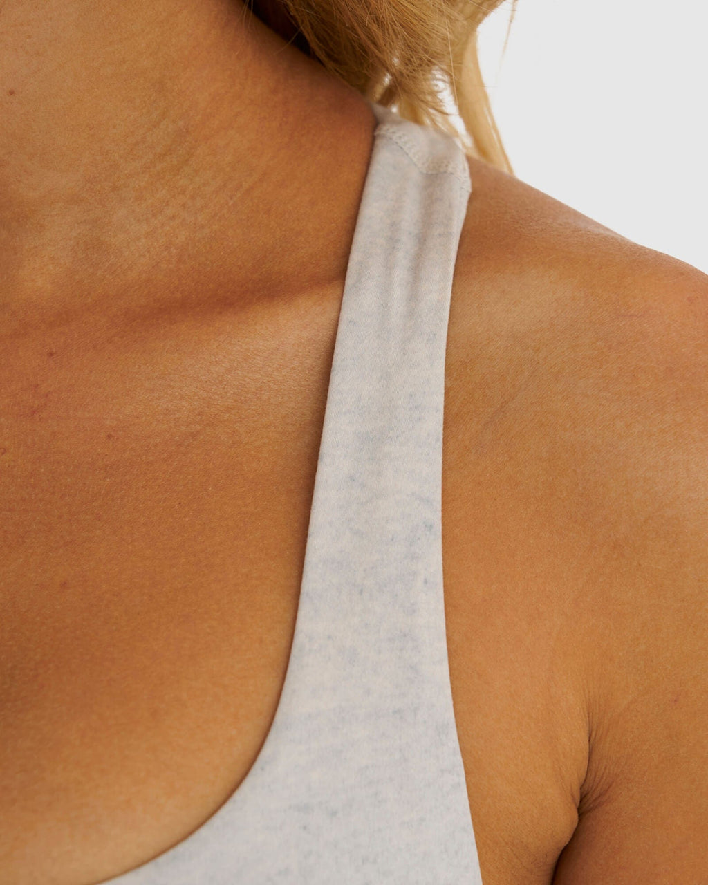 Model wearing Base Sports Bra - Lt Grey Marl