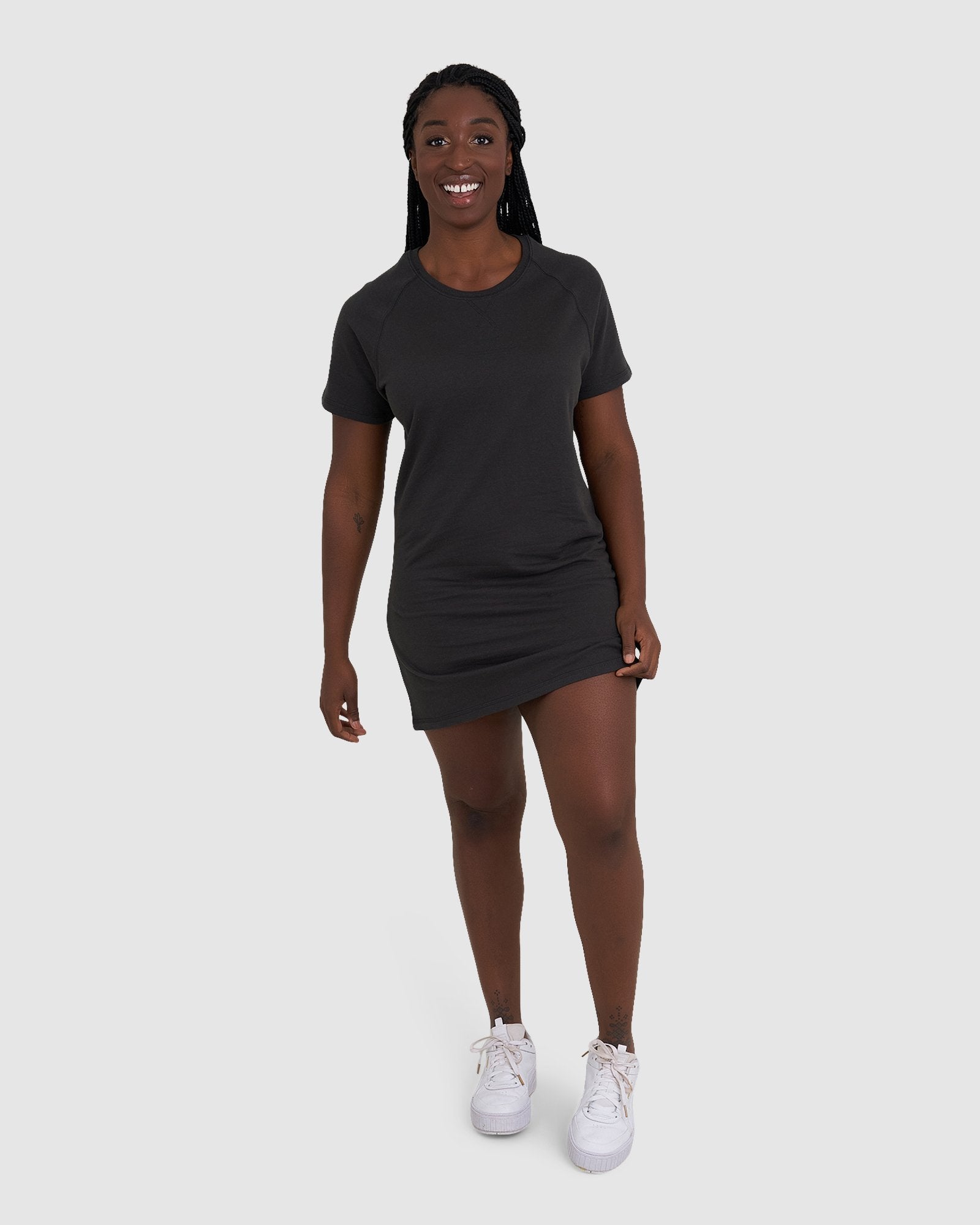 Model wearing Graph Tee Dress - Pirate Black