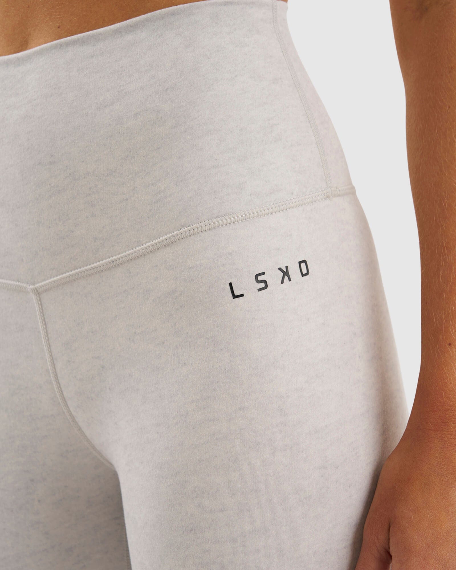 Model wearing Base Full Length Tight - Lt Grey Marl