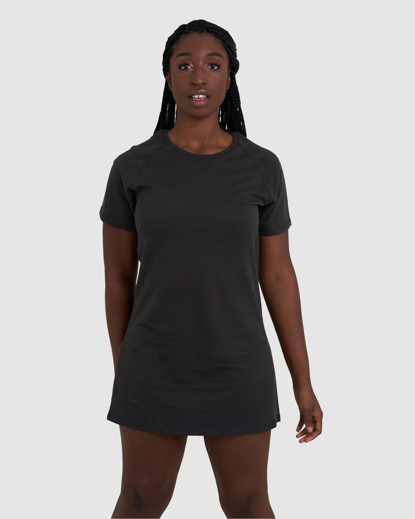 Model wearing Graph Tee Dress - Pirate Black