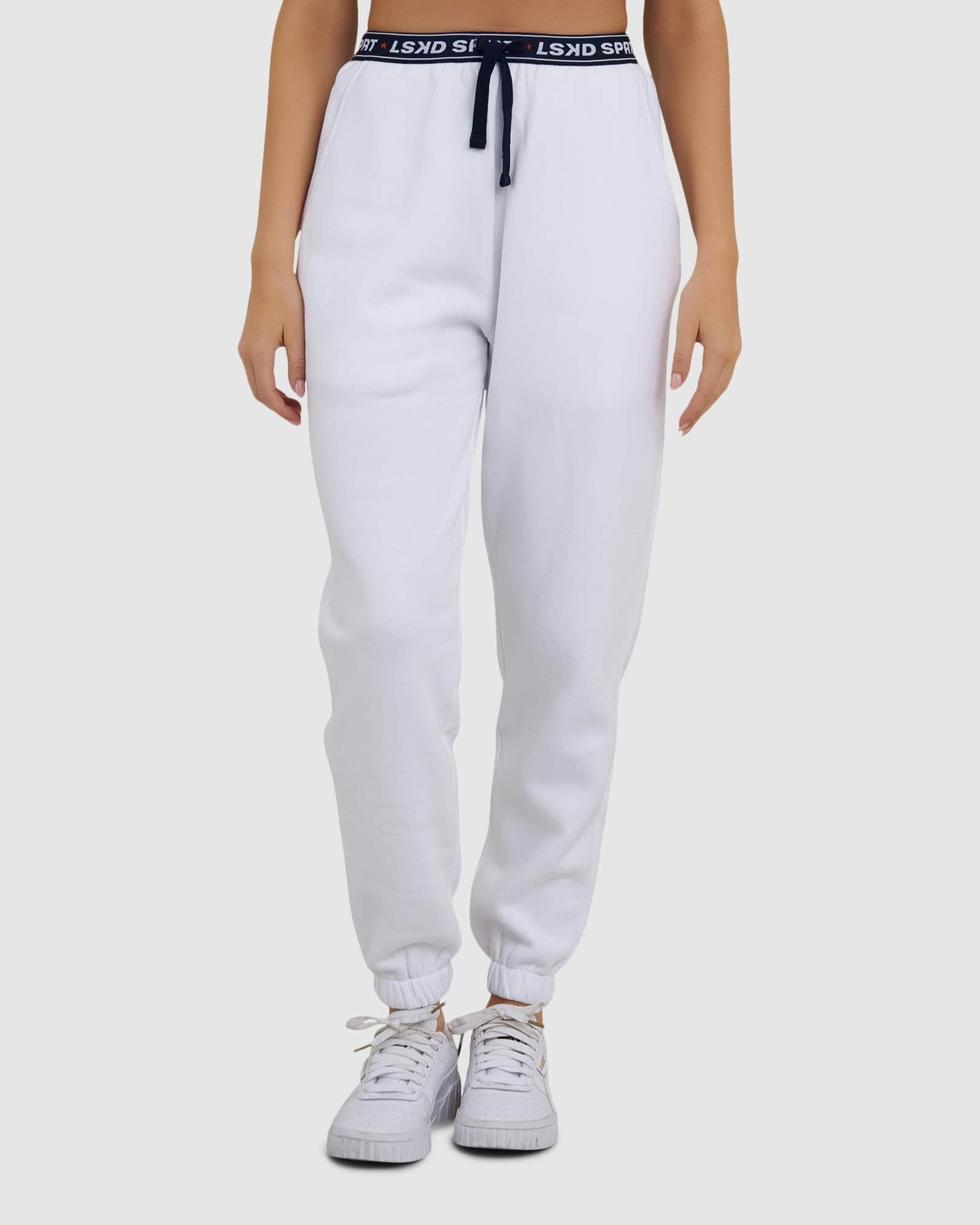 Model wearing Challenge Lounge Track Pant - White