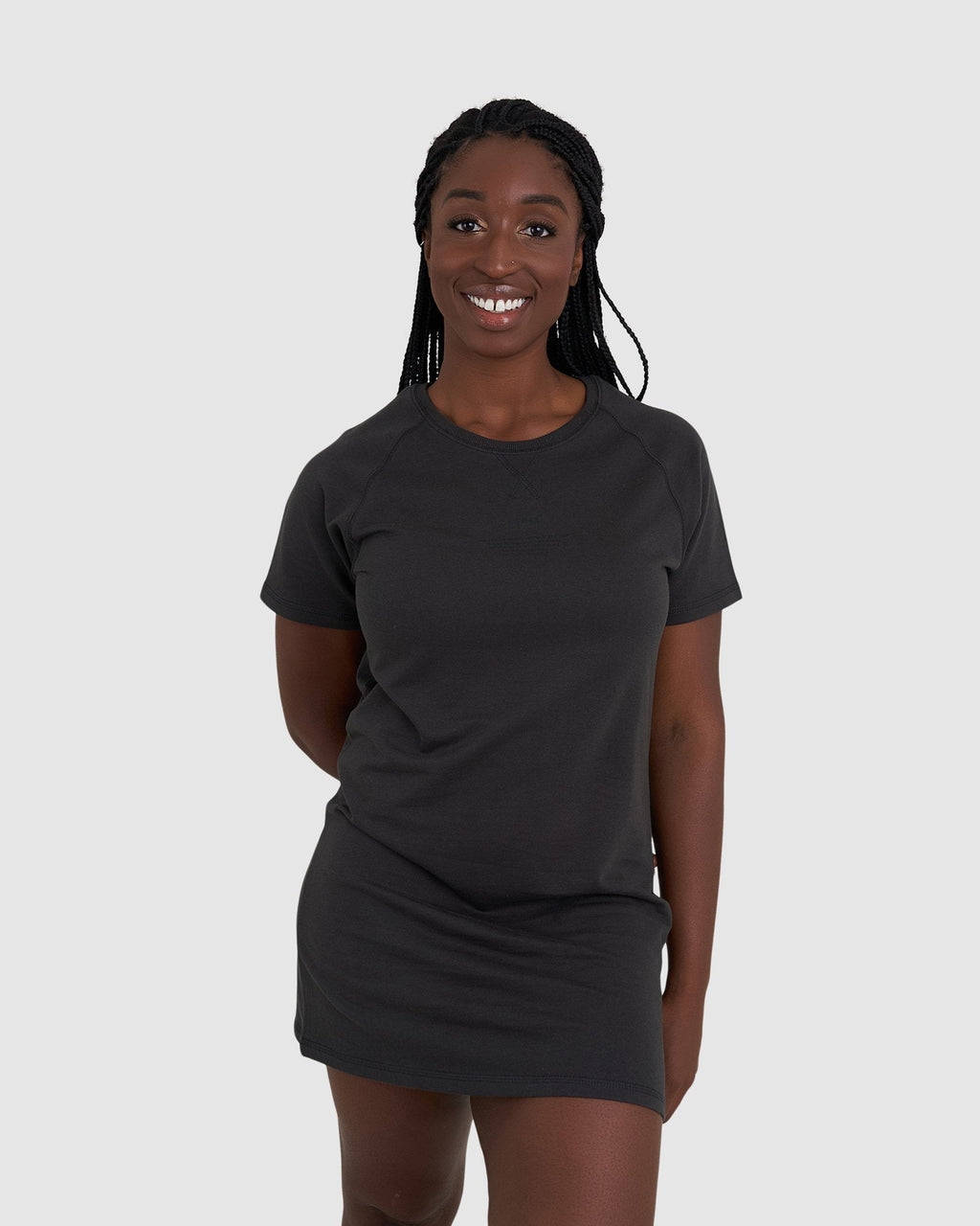 Model wearing Graph Tee Dress - Pirate Black