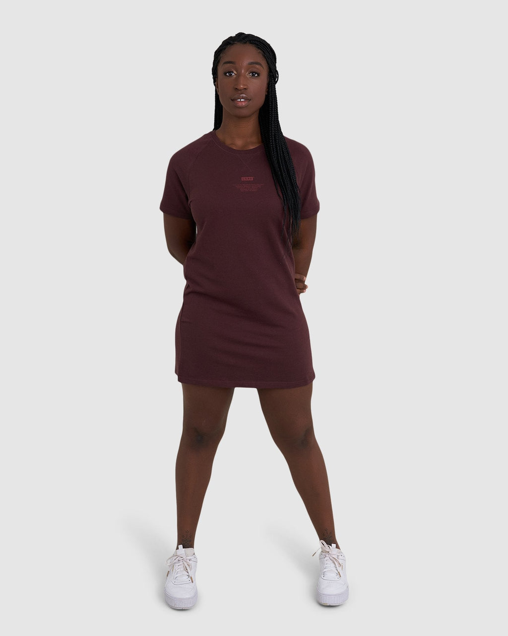 Model wearing Graph Tee Dress - Fudge