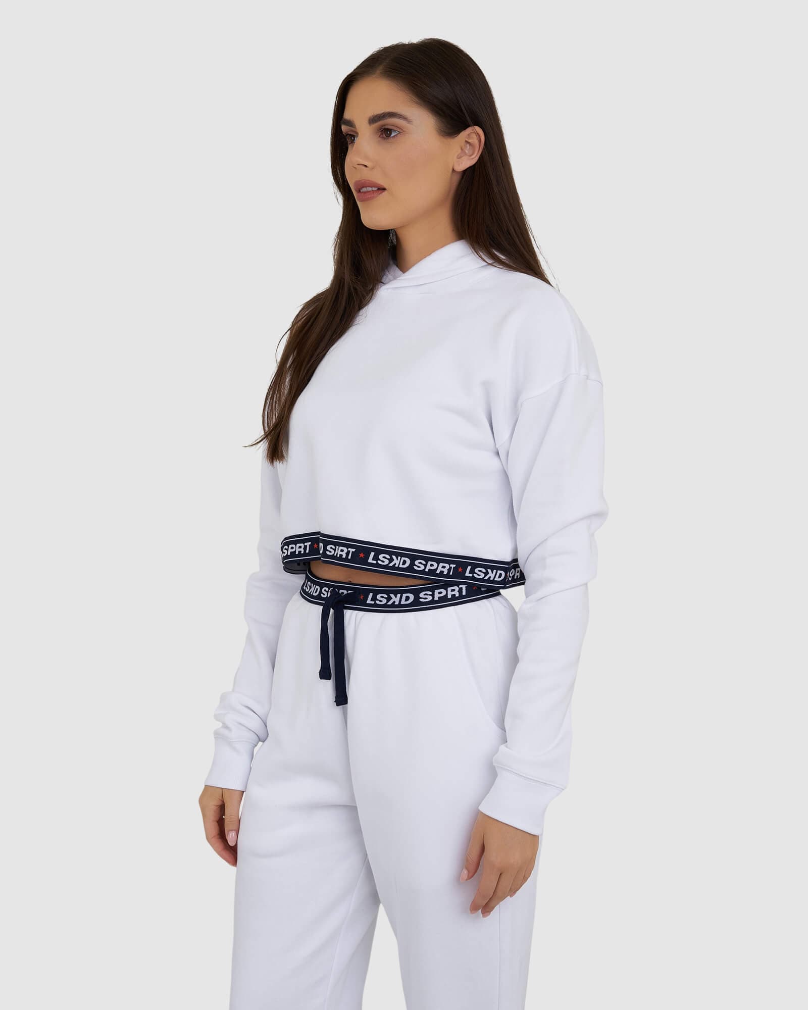 Model wearing Challenge Lounge Hoodie - White