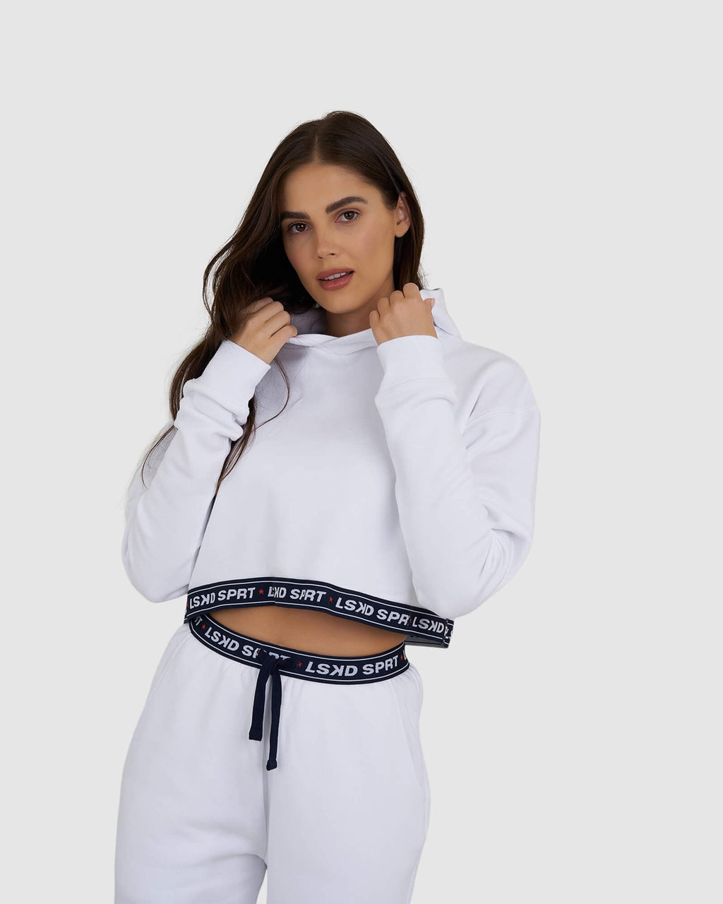 Model wearing Challenge Lounge Hoodie - White