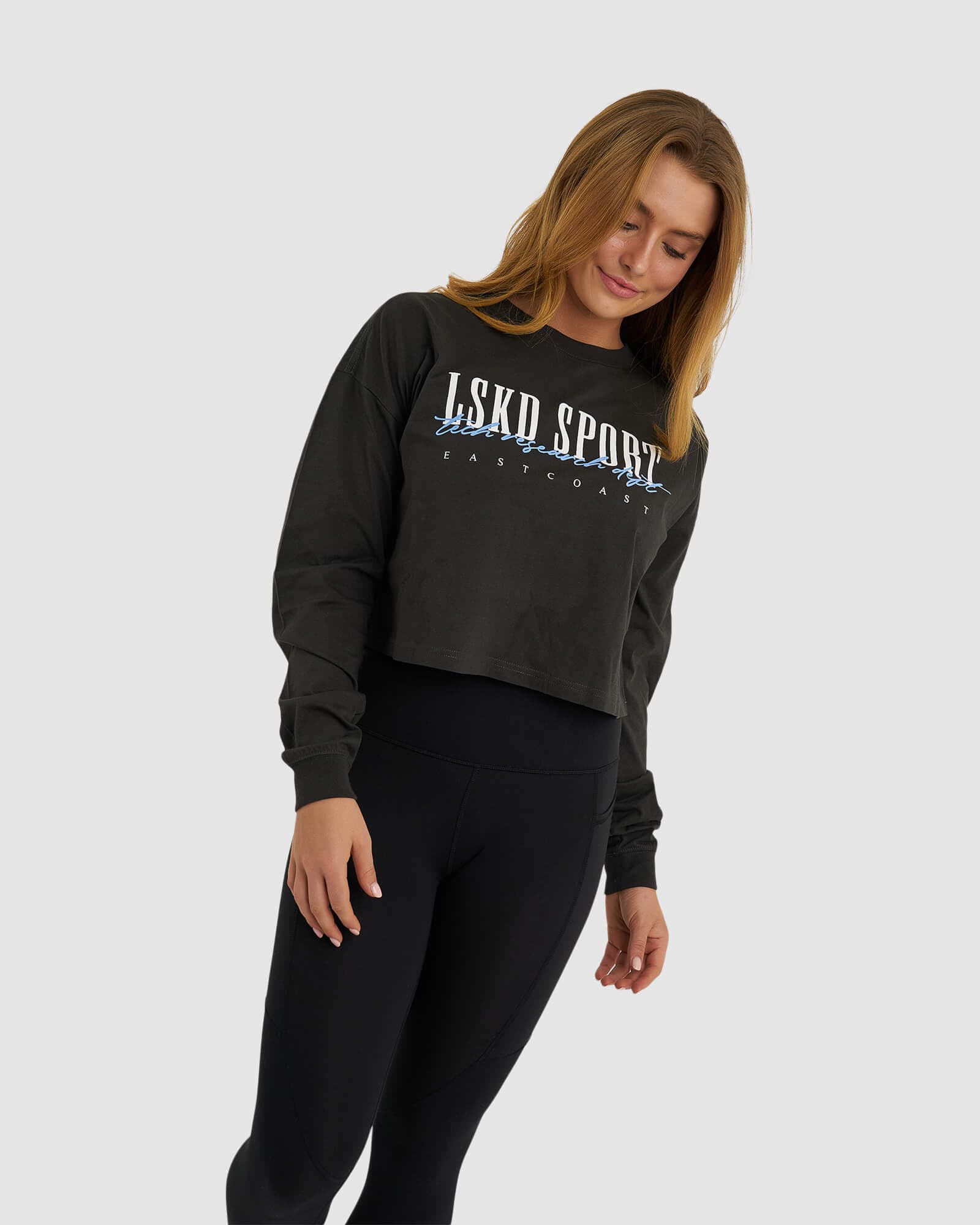 Model wearing Faculty LS Tee - Pirate Black