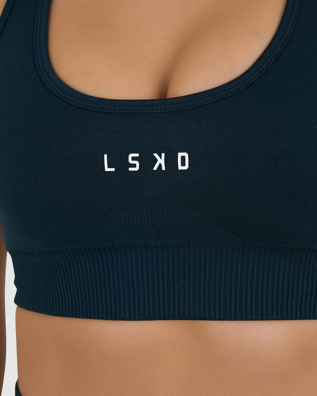 Model wearing Limitless Seamless Sports Bra - Deep Teal