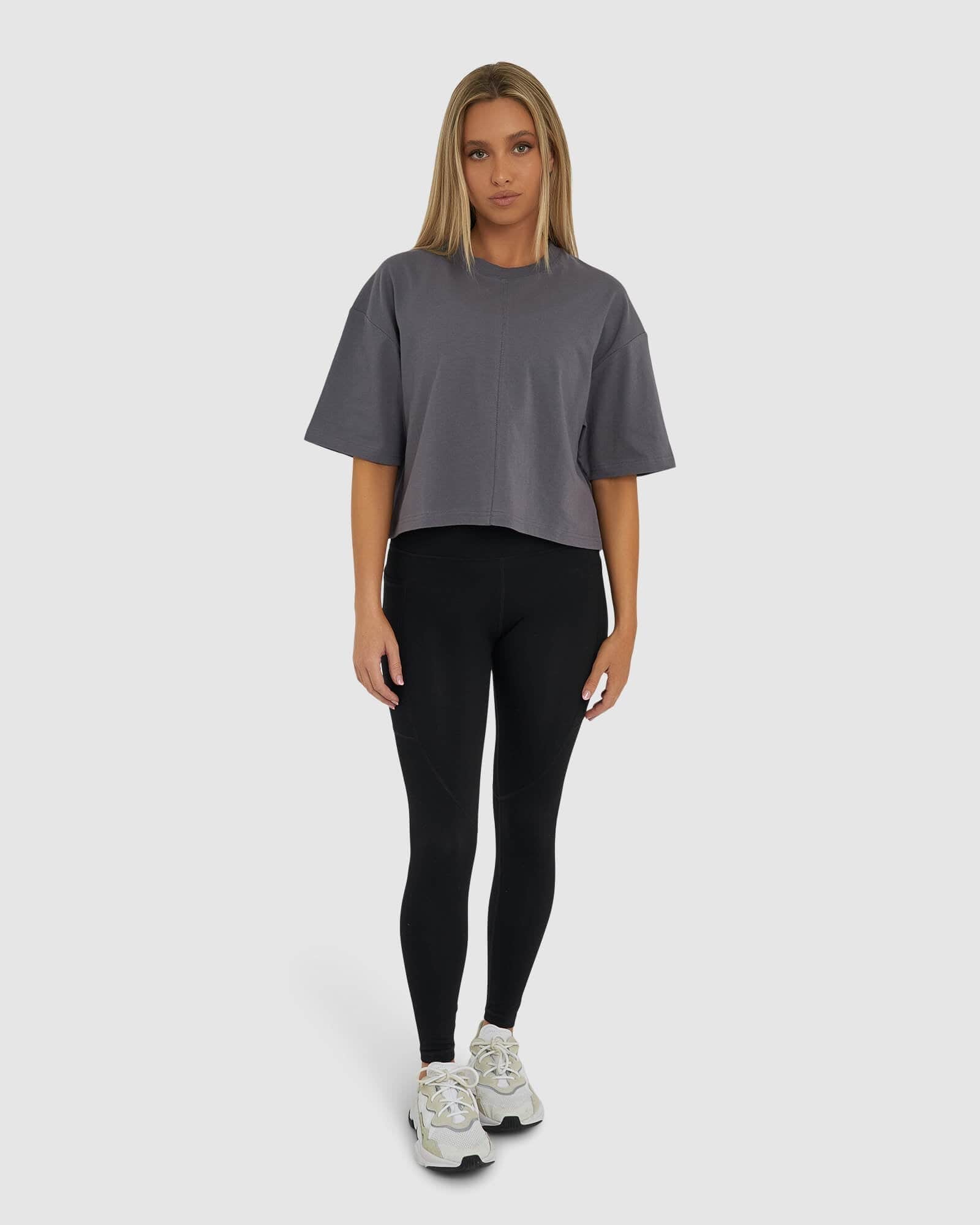 Model wearing Heavy Hitter Heavyweight Tee - Iron