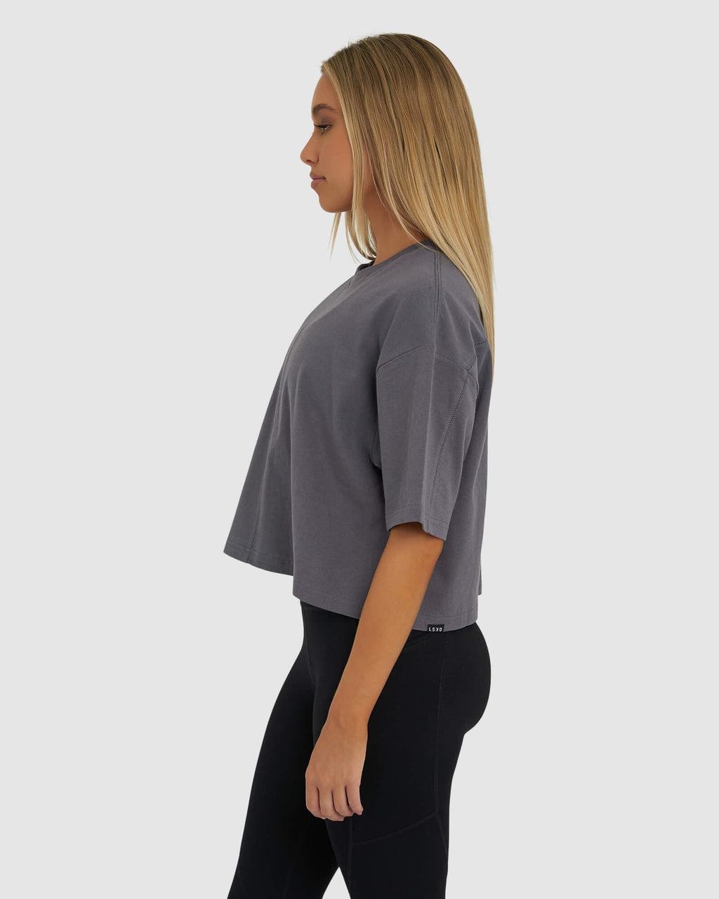 Model wearing Heavy Hitter Heavyweight Tee - Iron