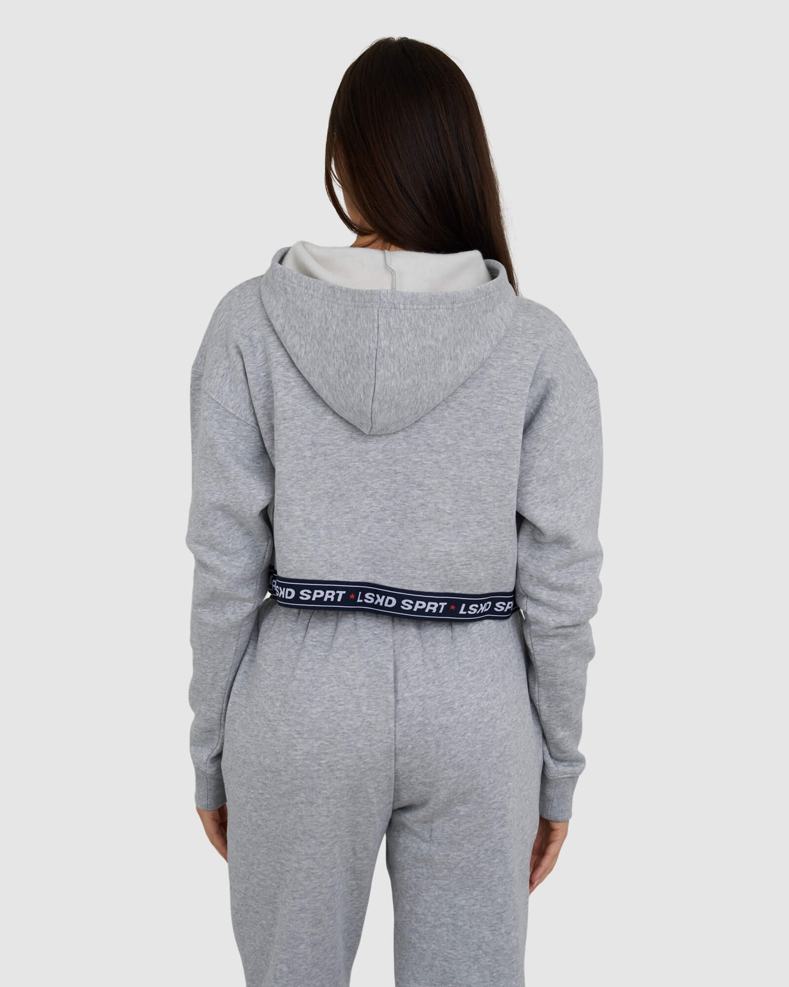 Model wearing Challenge Lounge Hoodie - Lt Grey Marl