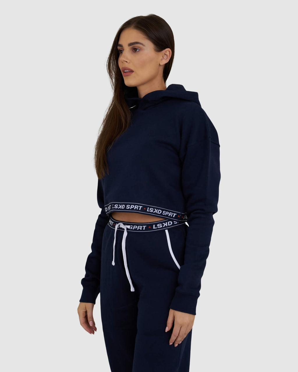 Model wearing Challenge Lounge Hoodie - Navy