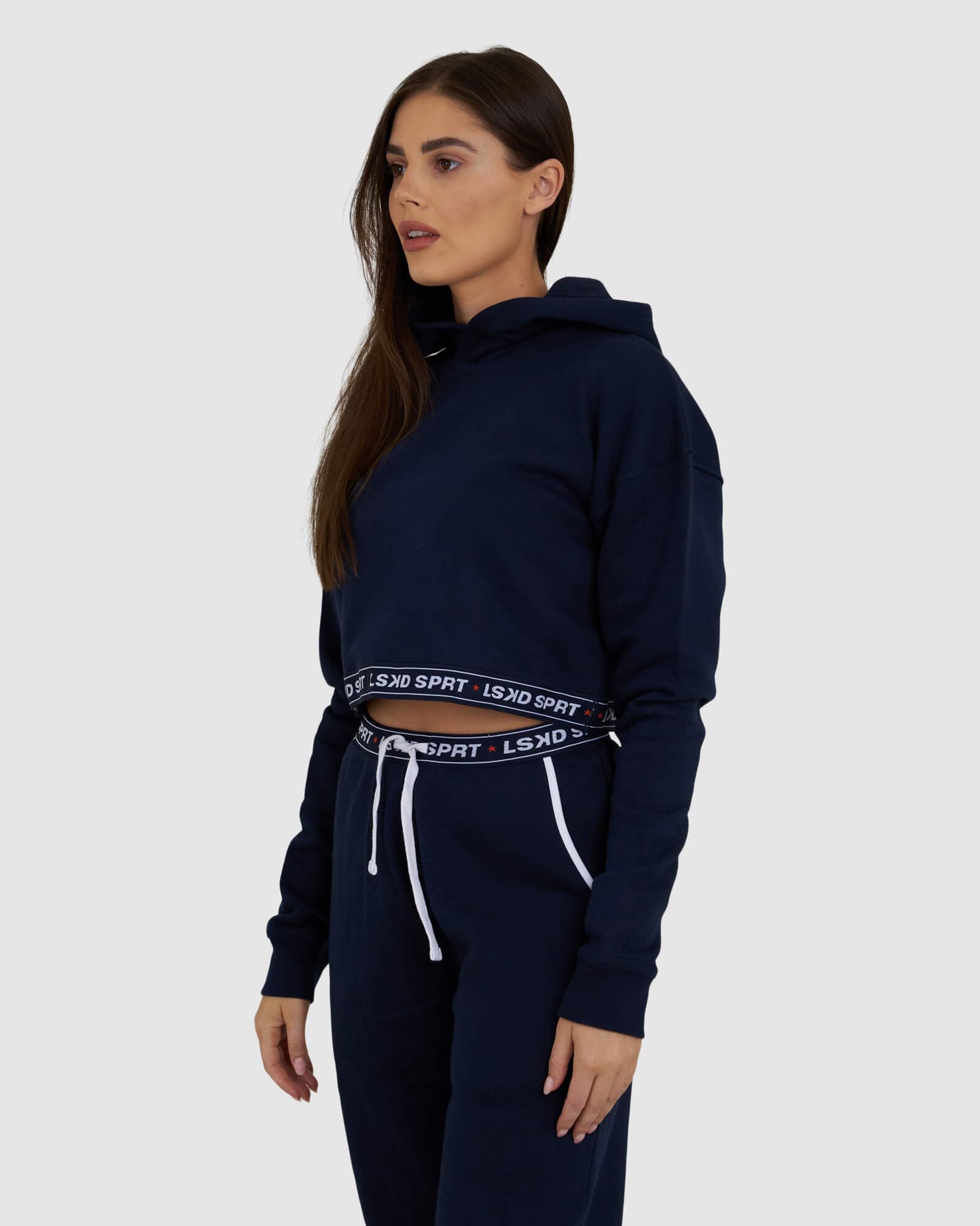 Model wearing Challenge Lounge Hoodie - Navy