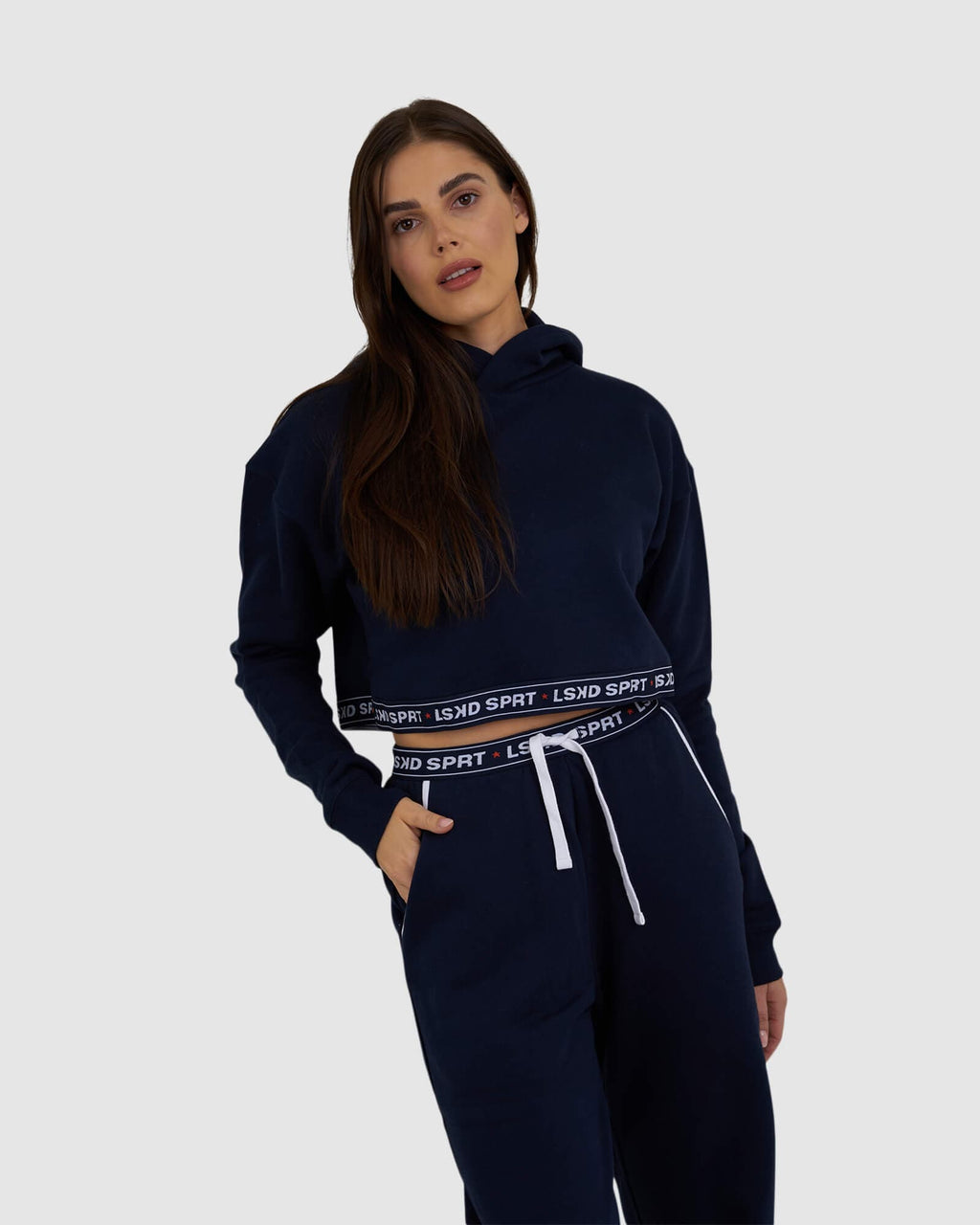 Model wearing Challenge Lounge Hoodie - Navy