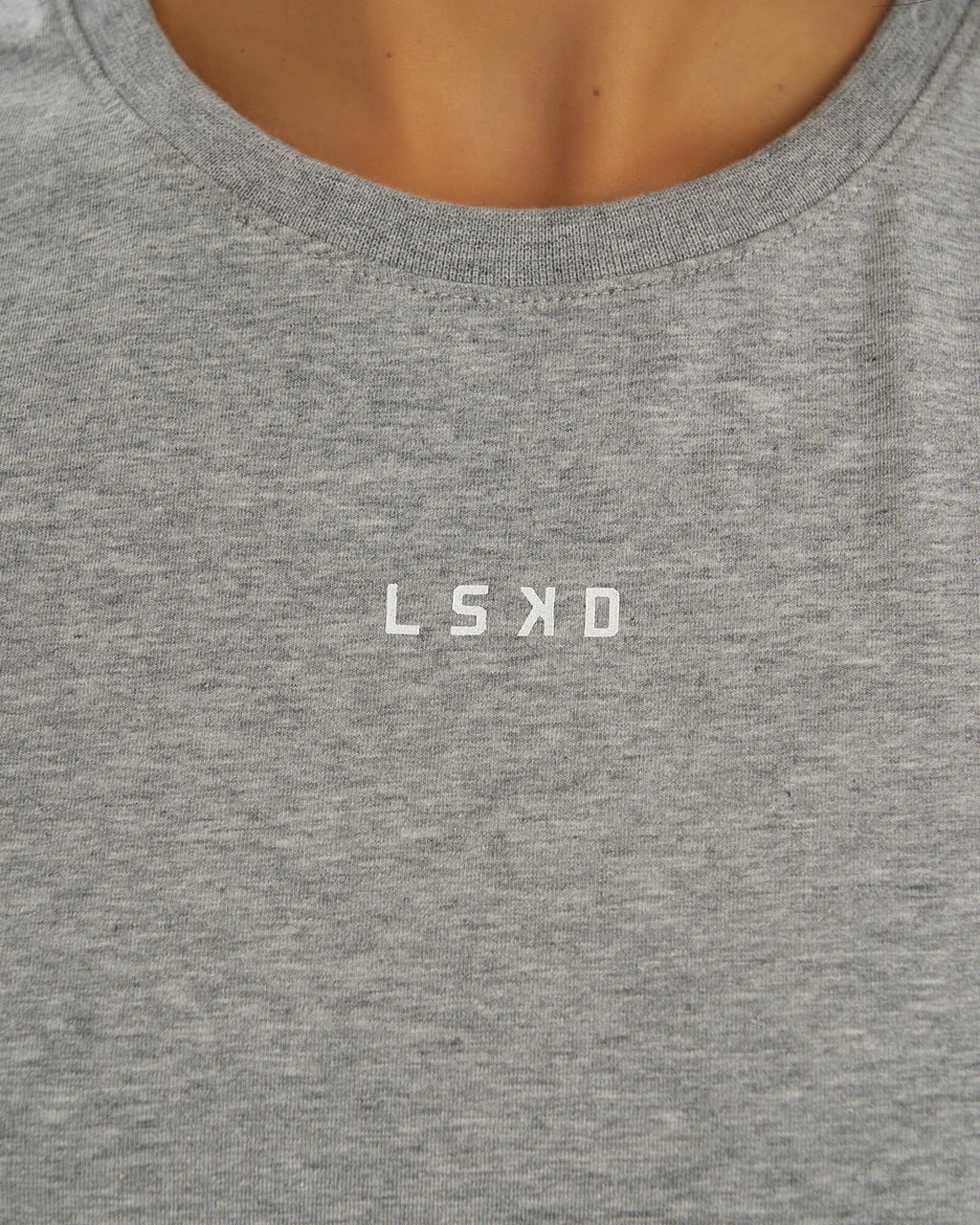 Model wearing Base Tee Dress - Lt Grey Marl