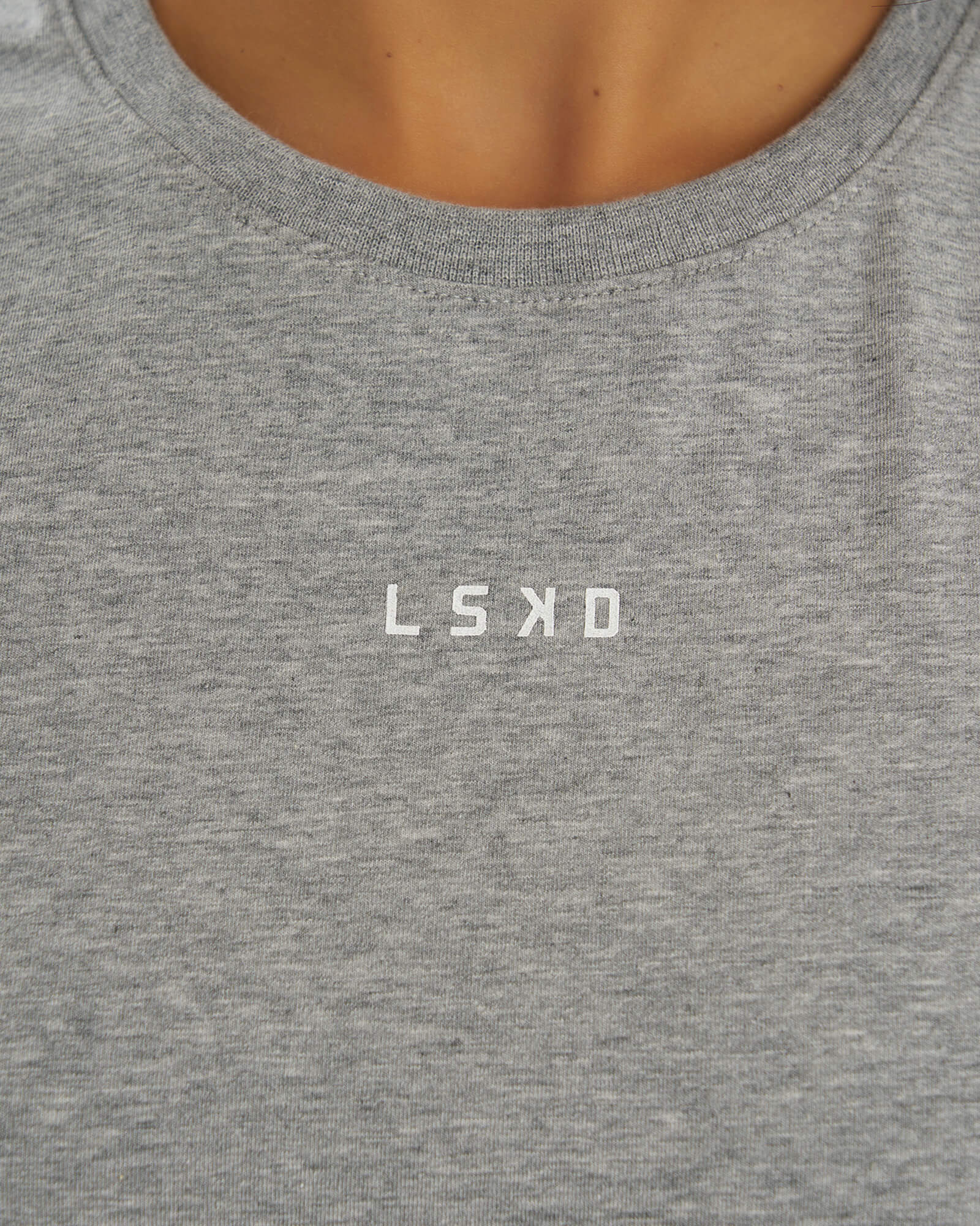 Model wearing Base Tee Dress - Lt Grey Marl