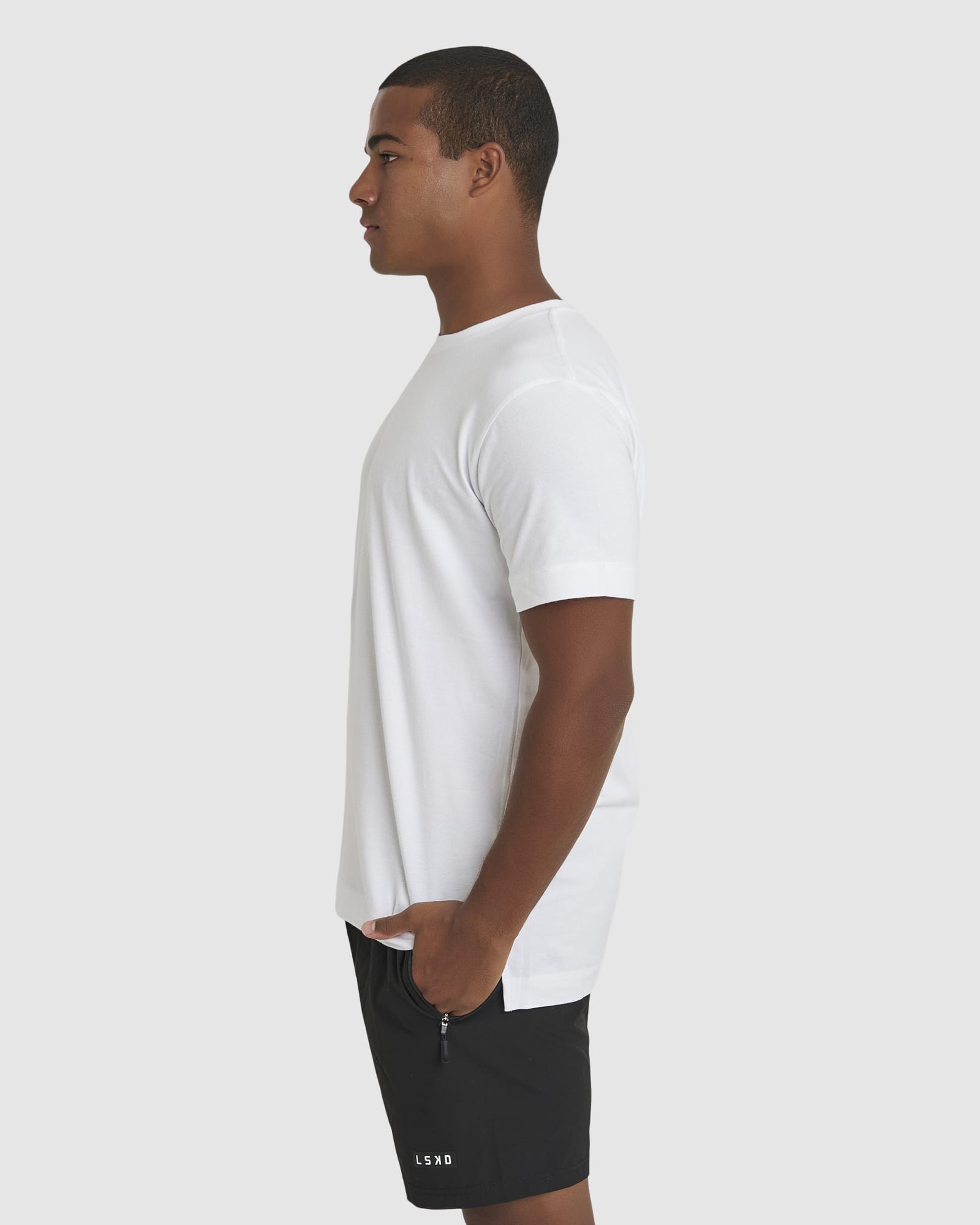 Model wearing Run Club FLXDRY Performance Tee - White-Reflective