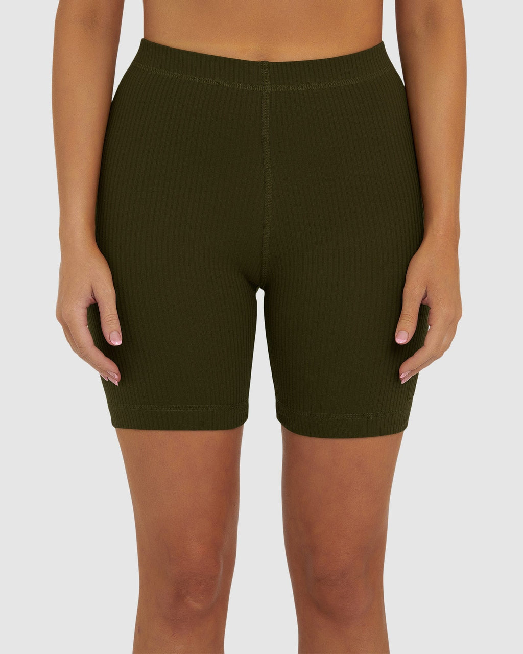 Model wearing Dymo Ribbed Short - Military Green