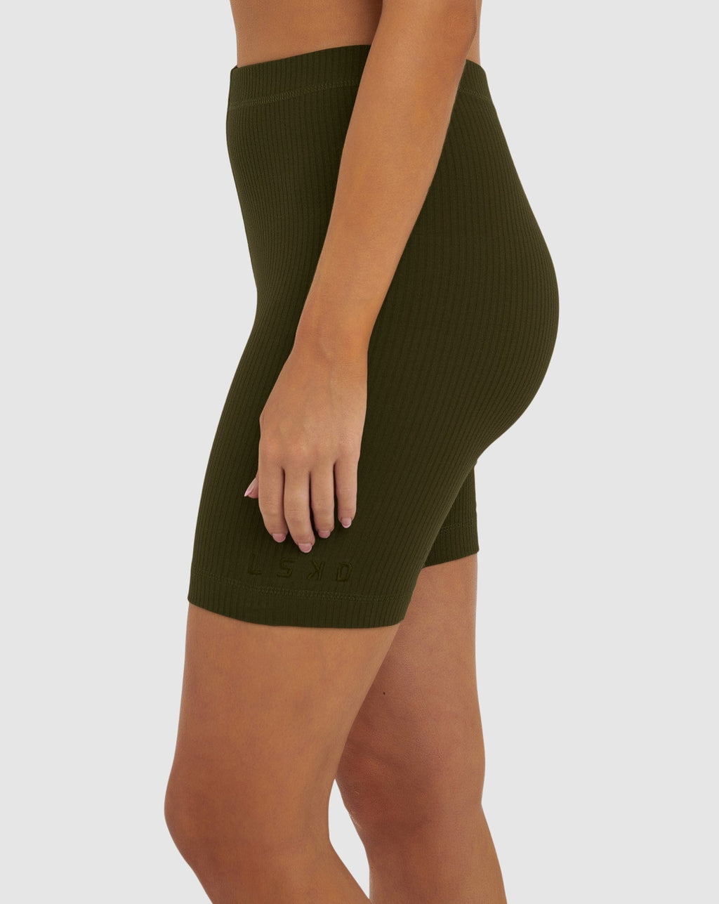 Model wearing Dymo Ribbed Short - Military Green