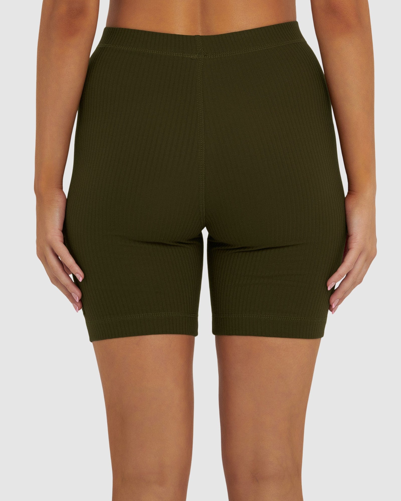 Model wearing Dymo Ribbed Short - Military Green