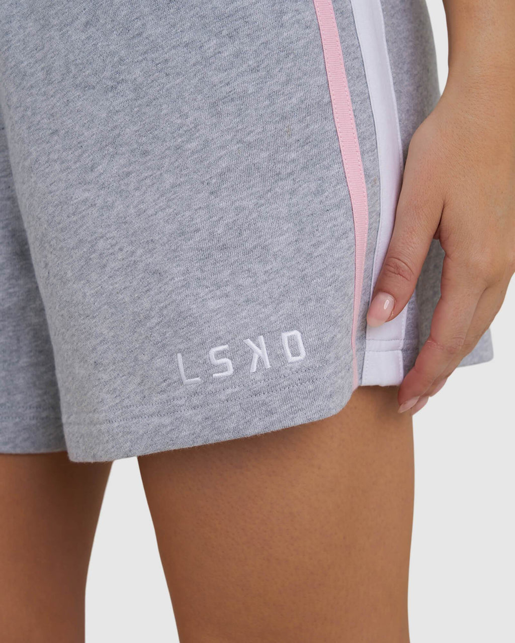 Model wearing Willow Lounge Shorts - Lt Grey Marl