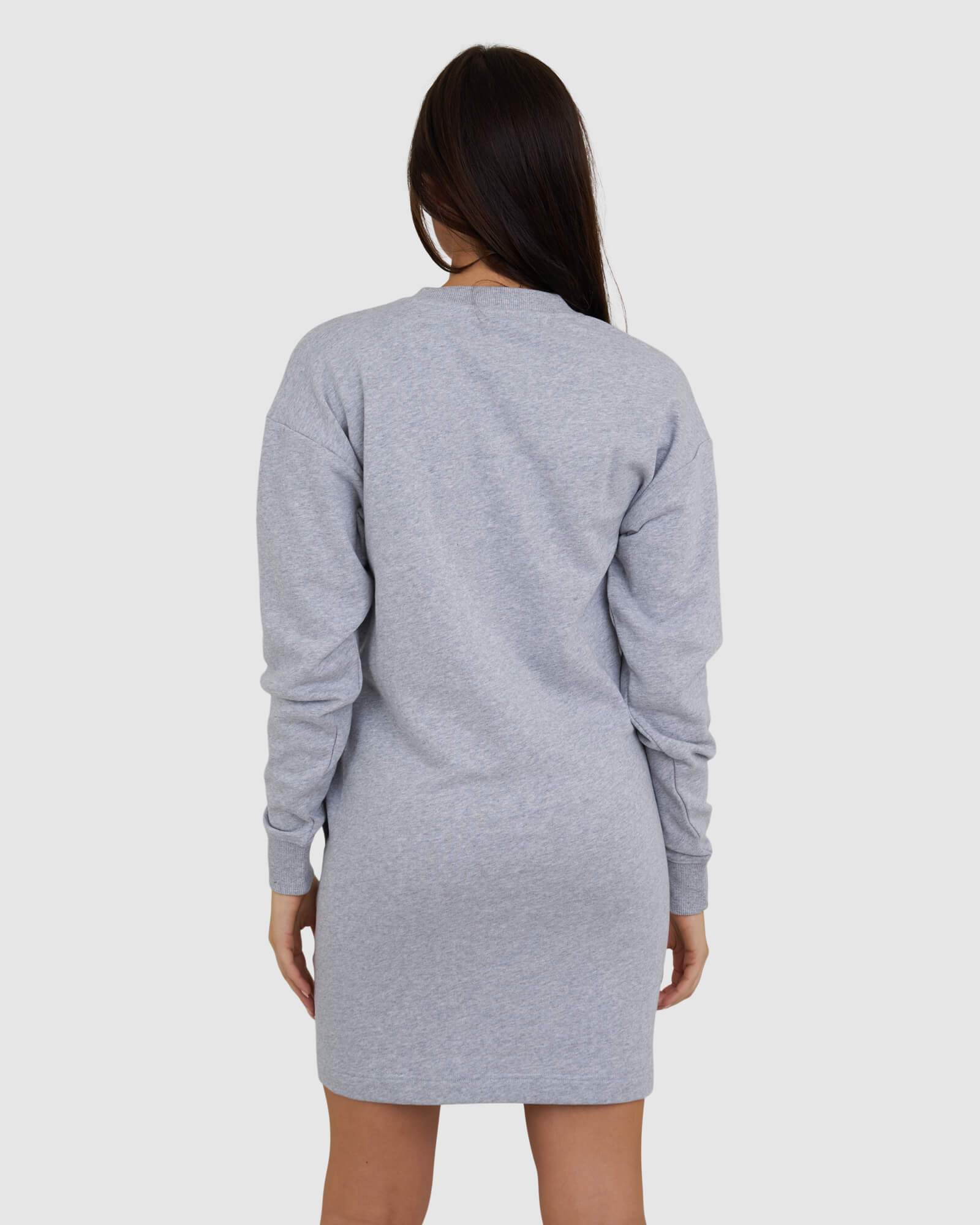 Model wearing Ivy Sweater Dress - Lt Grey Marl