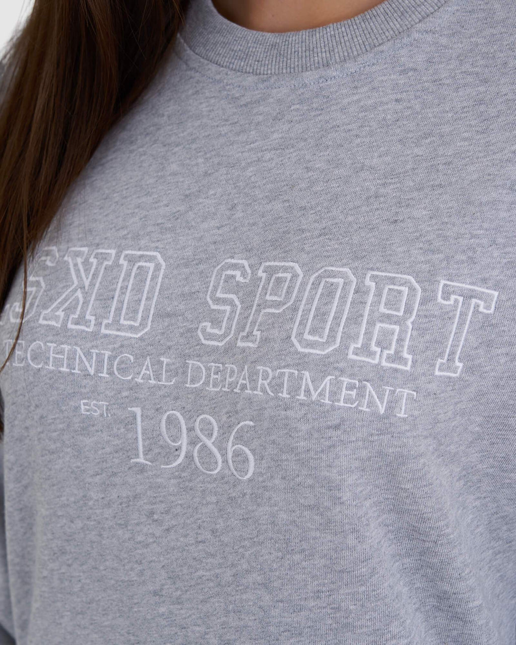 Model wearing Ivy Sweater Dress - Lt Grey Marl