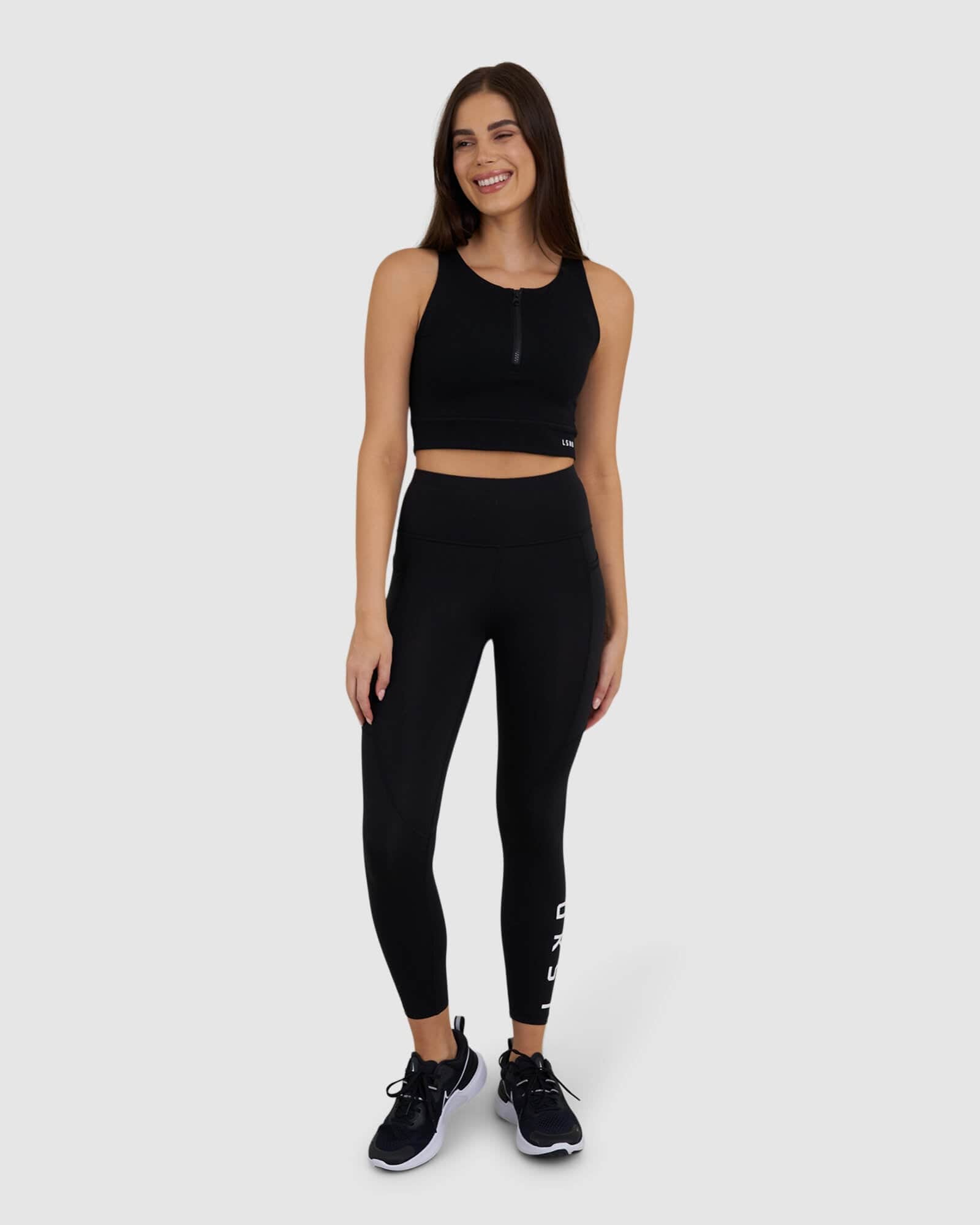 Model wearing Zip Up Tank - Black