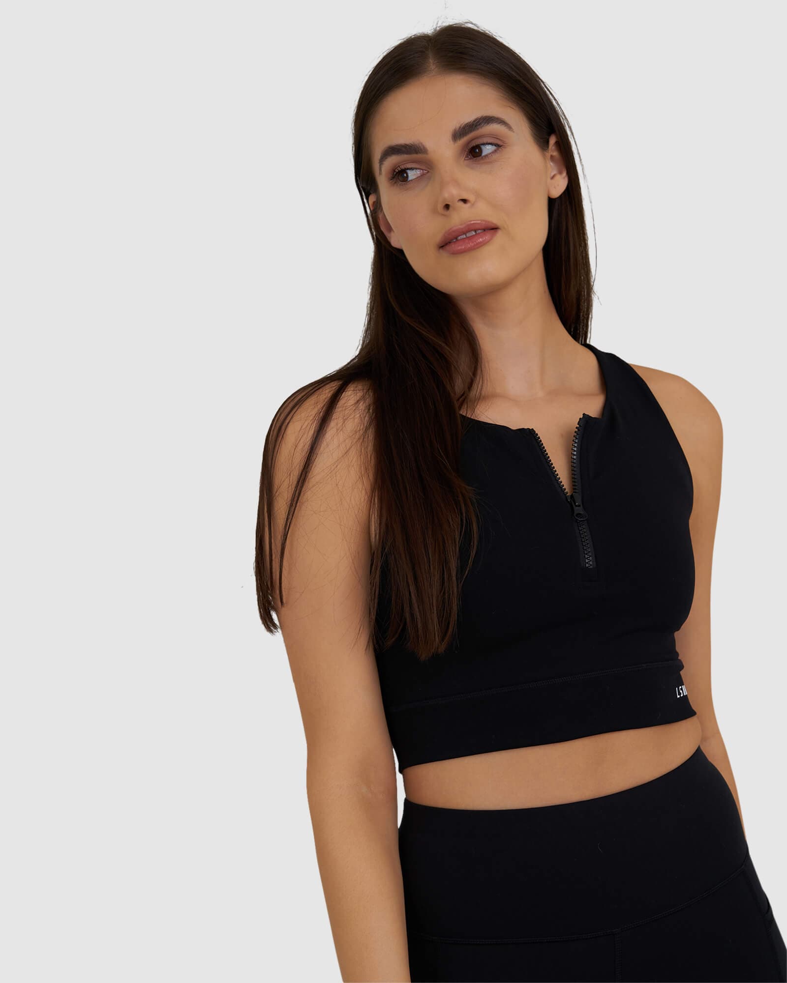 Model wearing Zip Up Tank - Black