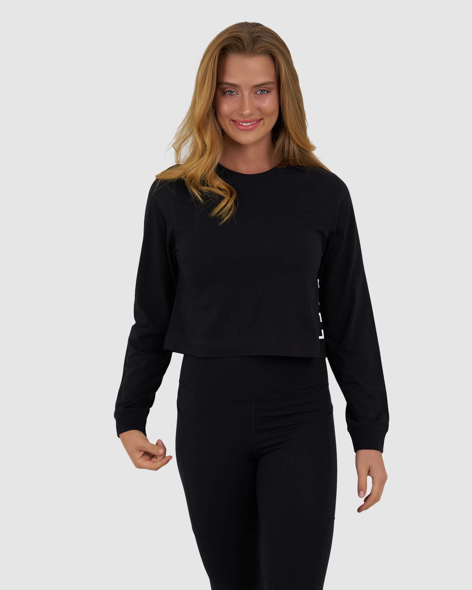 Model wearing Flex LS Tee - Black-White