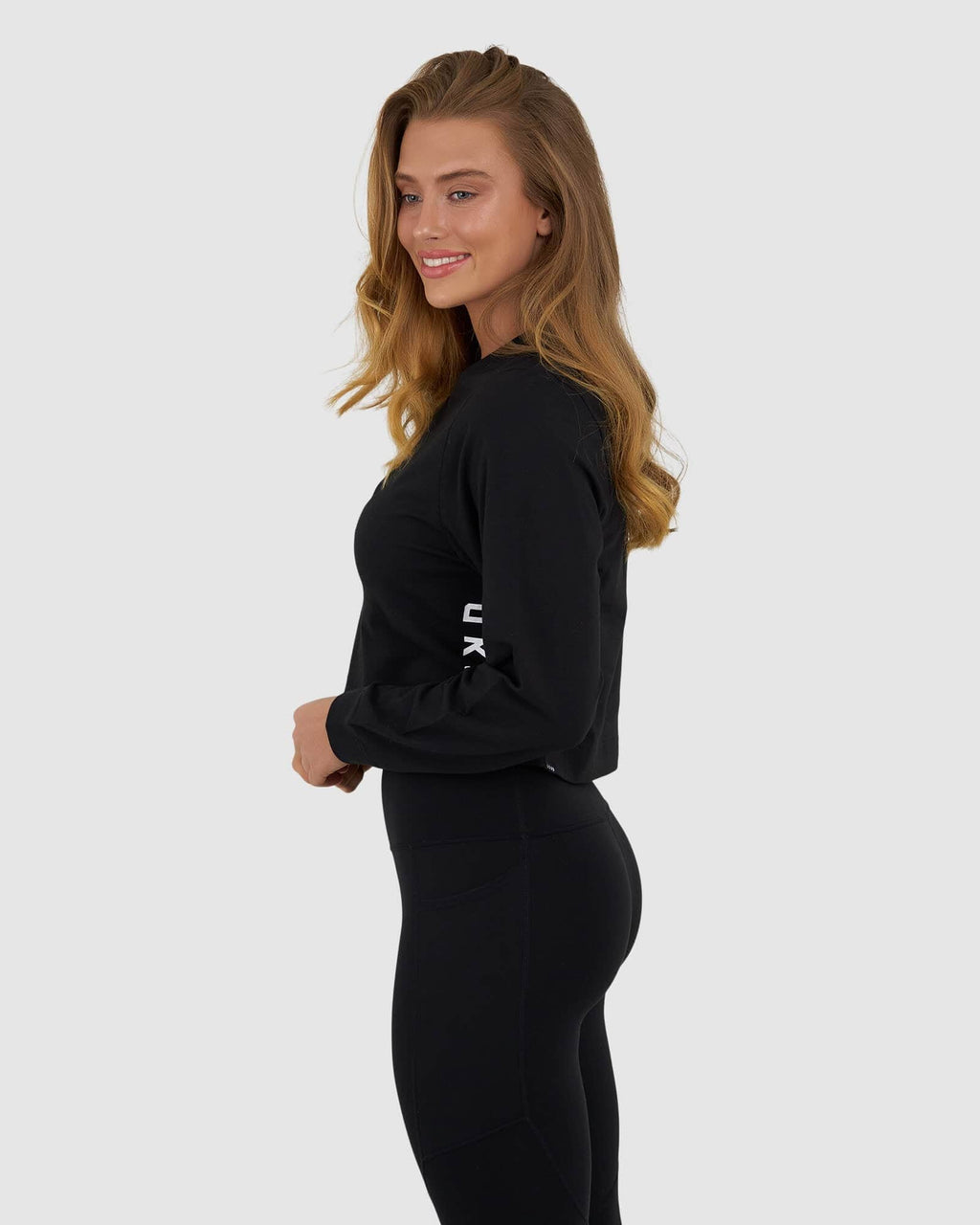 Model wearing Flex LS Tee - Black-White