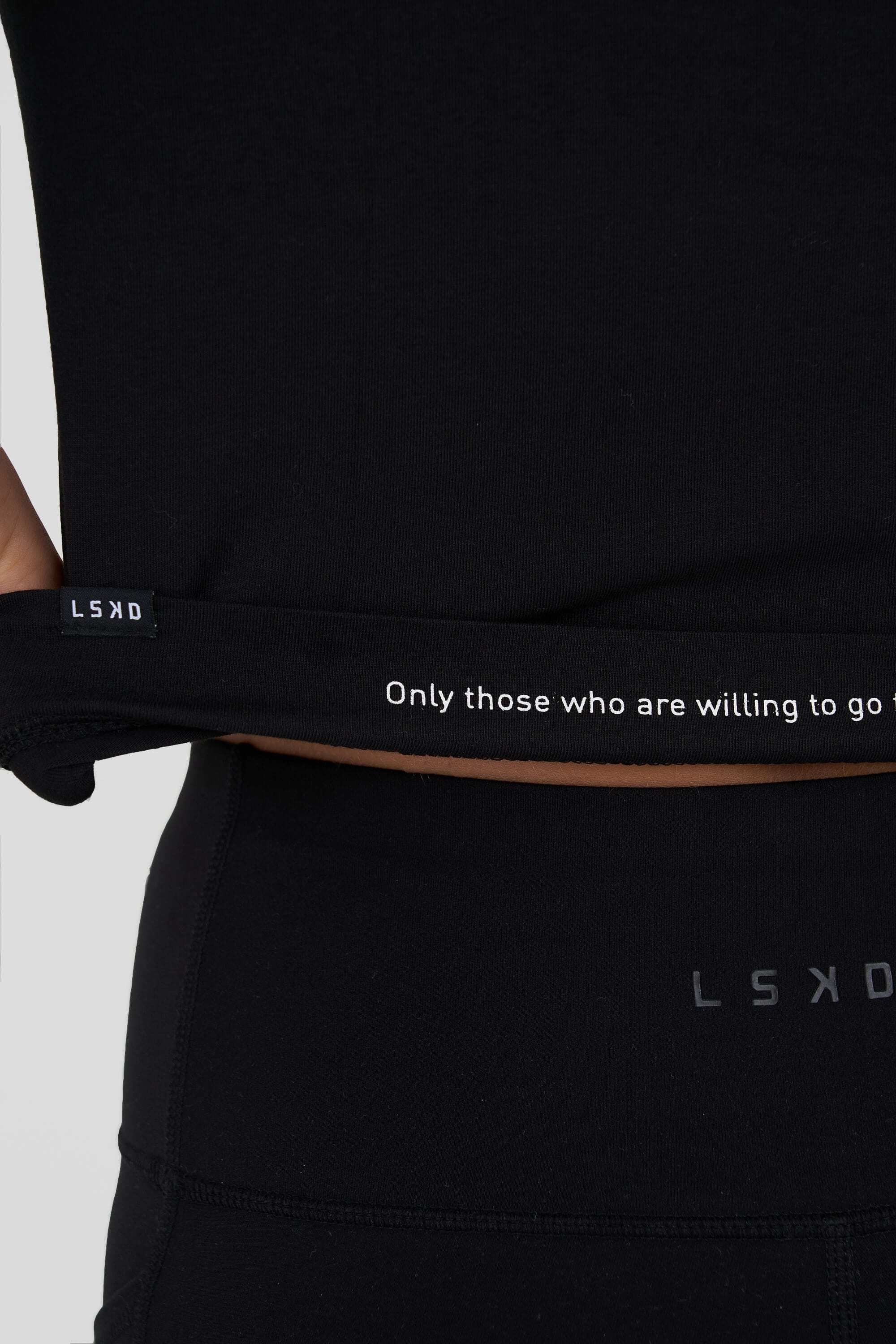 Model wearing Flex LS Tee - Black-White